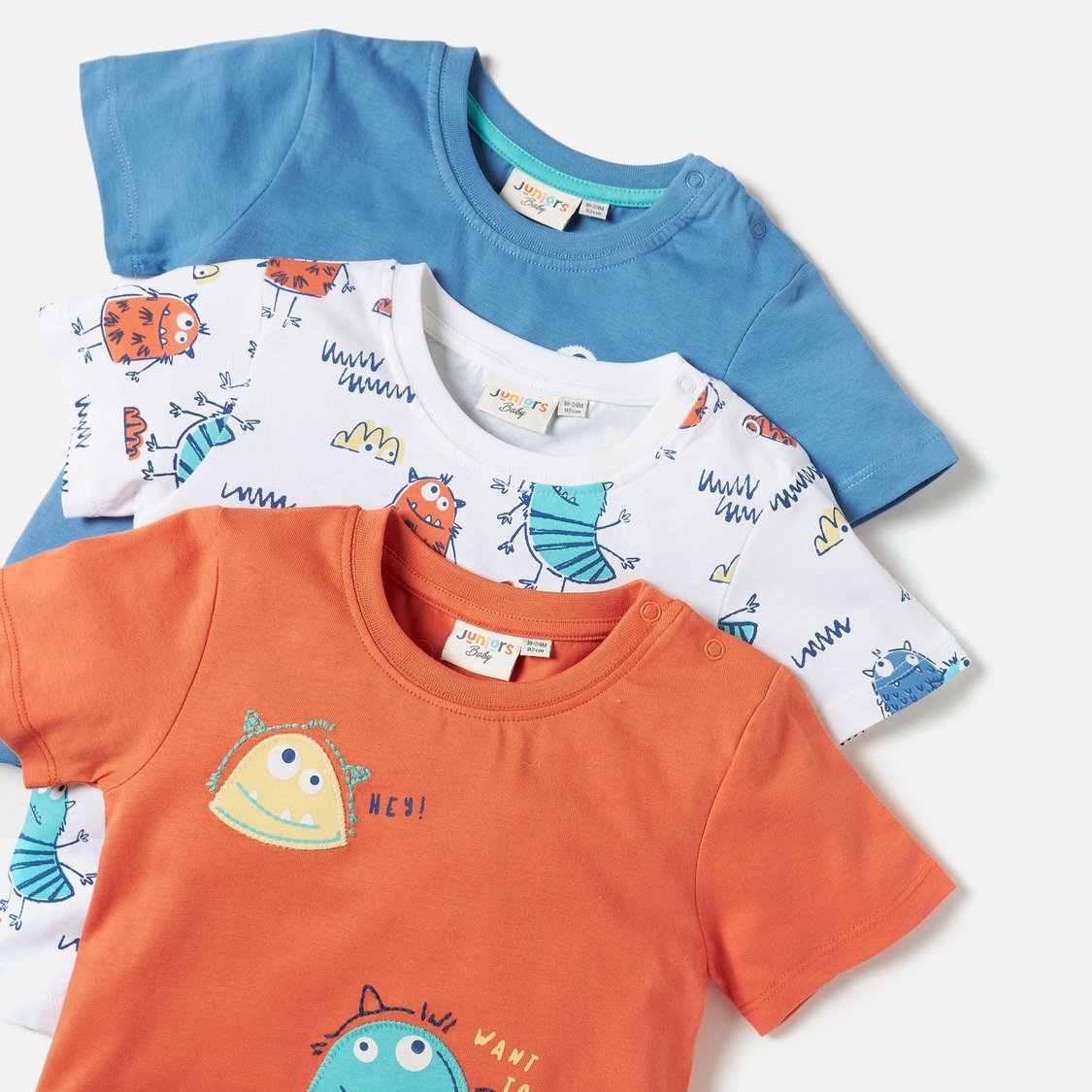 Juniors Monster Print T-shirt with Short Sleeves - Set of 3