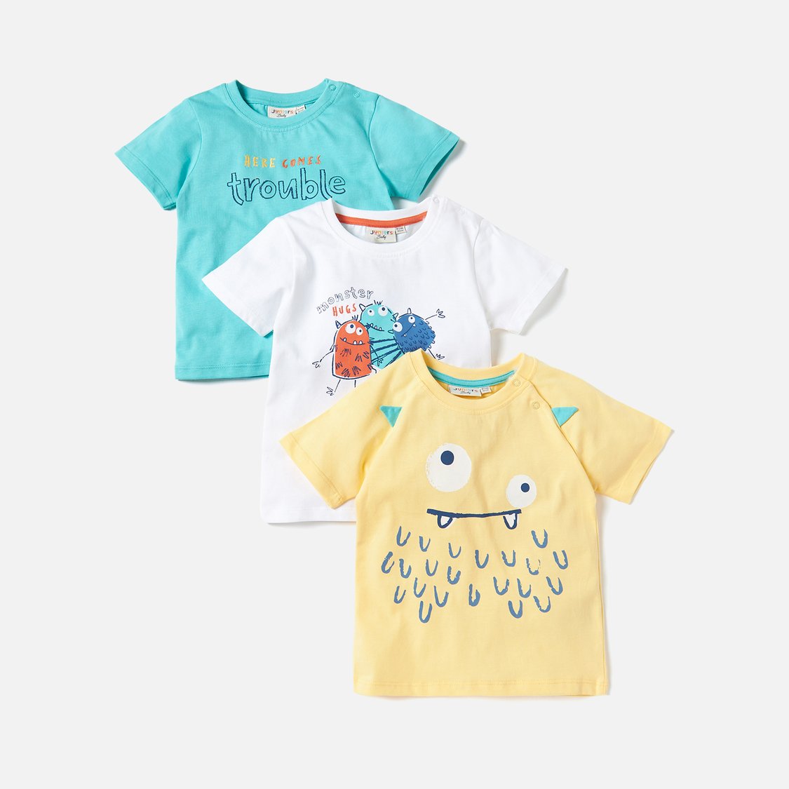 Juniors Monster Print T-shirt with Short Sleeves - Set of 3