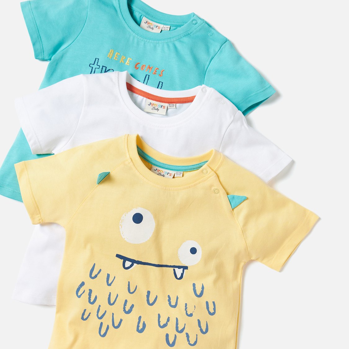 Juniors Monster Print T-shirt with Short Sleeves - Set of 3
