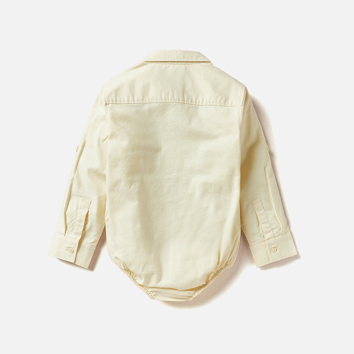 Juniors Solid Shirt Bodysuit with Long Sleeves and Snap Button Closure