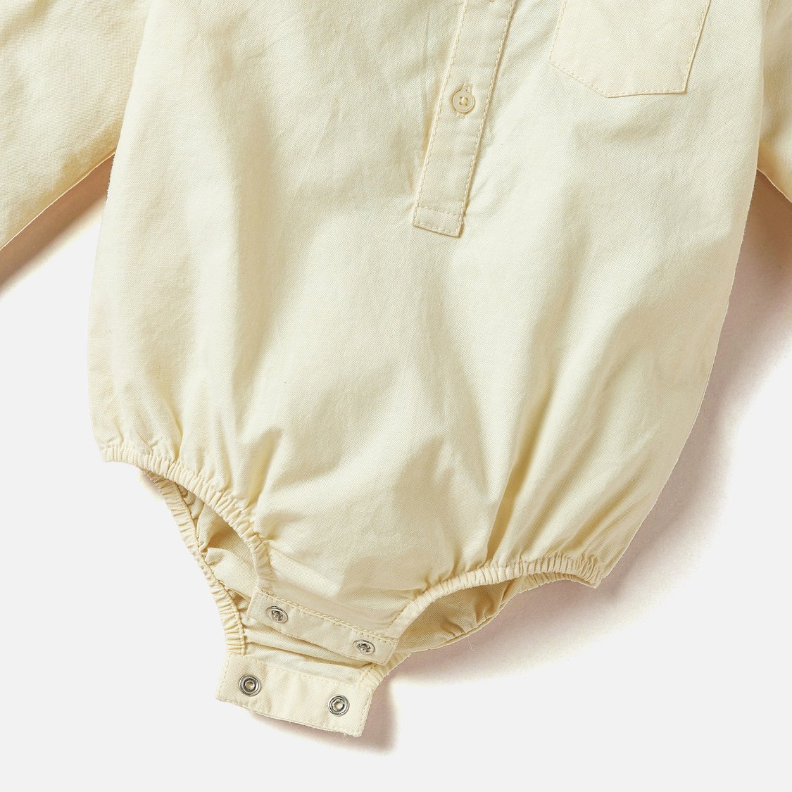 Juniors Solid Shirt Bodysuit with Long Sleeves and Snap Button Closure