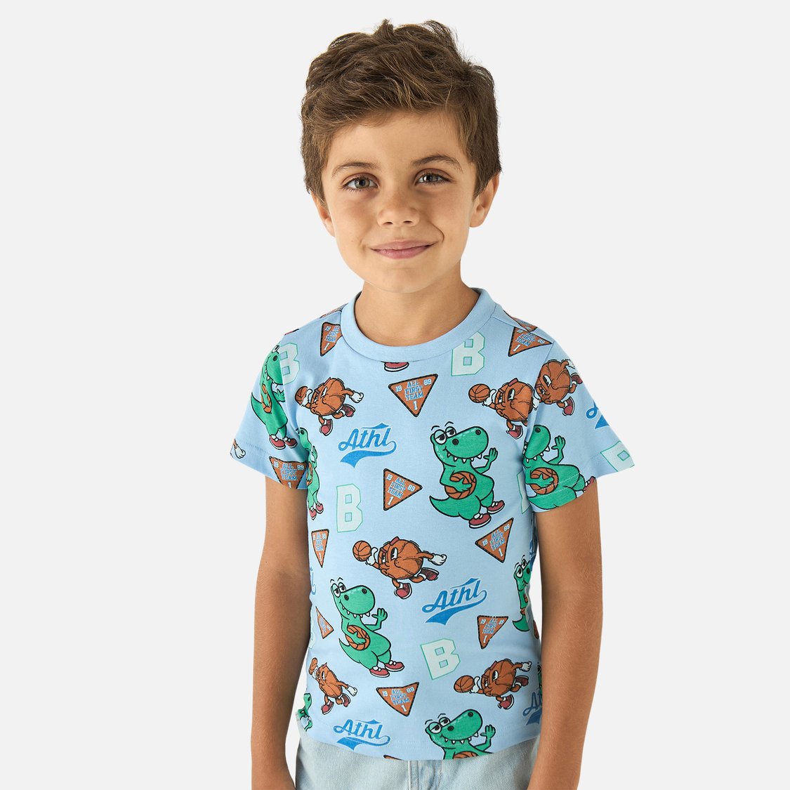 Juniors Printed Crew Neck T-shirt with Short Sleeves - Set of 2