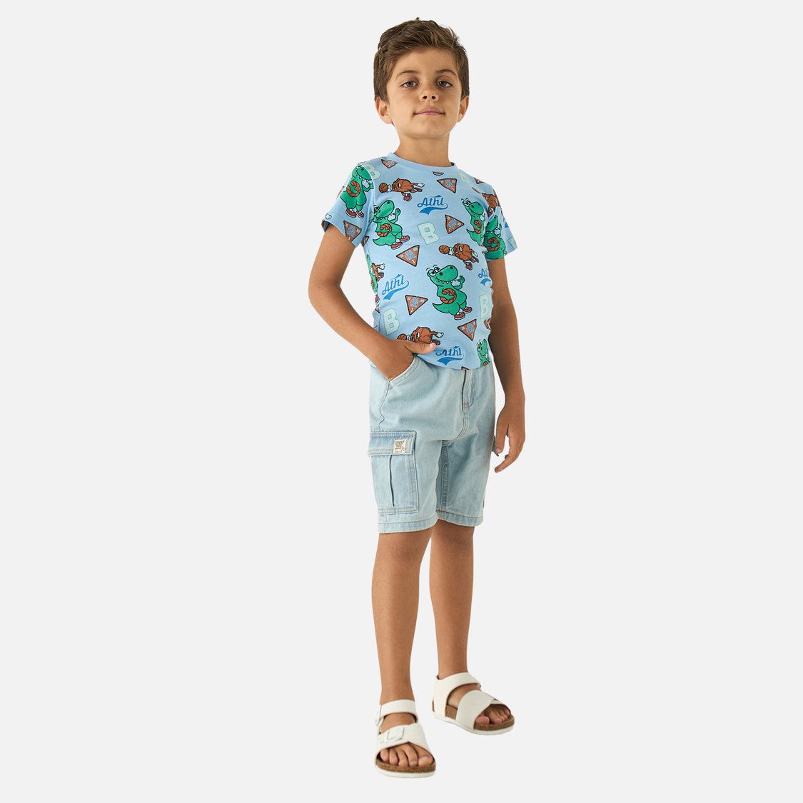Juniors Printed Crew Neck T-shirt with Short Sleeves - Set of 2