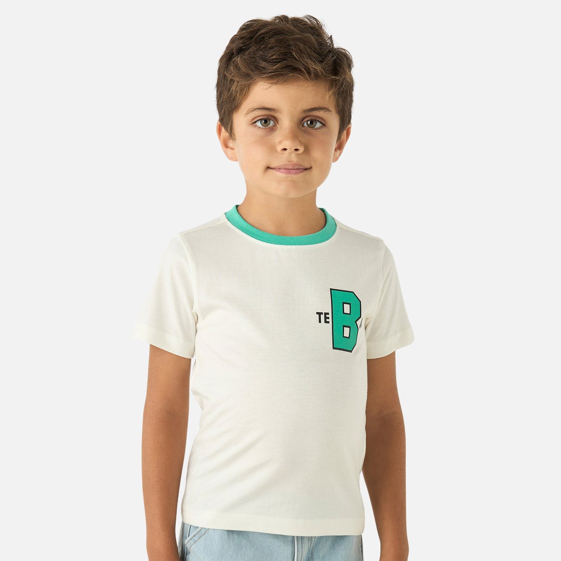 Juniors Printed Crew Neck T-shirt with Short Sleeves - Set of 2