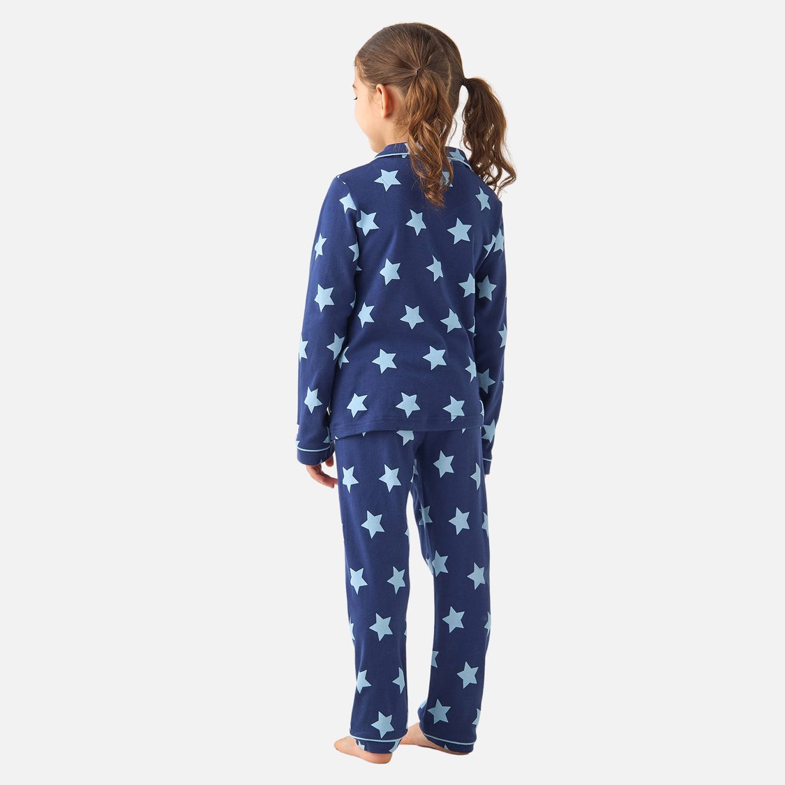 Juniors All-Over Star Print Long Sleeves Shirt and Pyjama Set