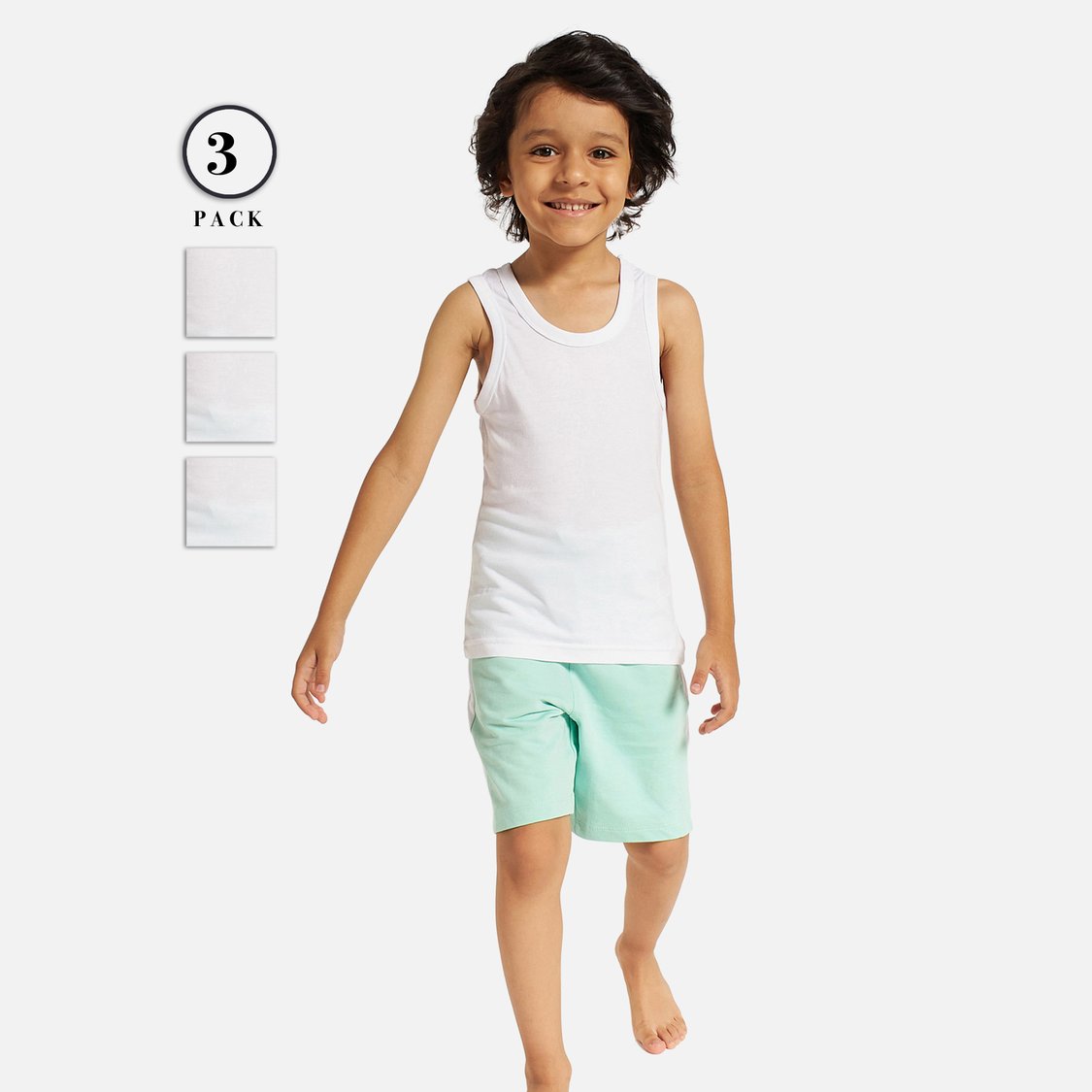 Juniors Solid Vest - Set of 3
