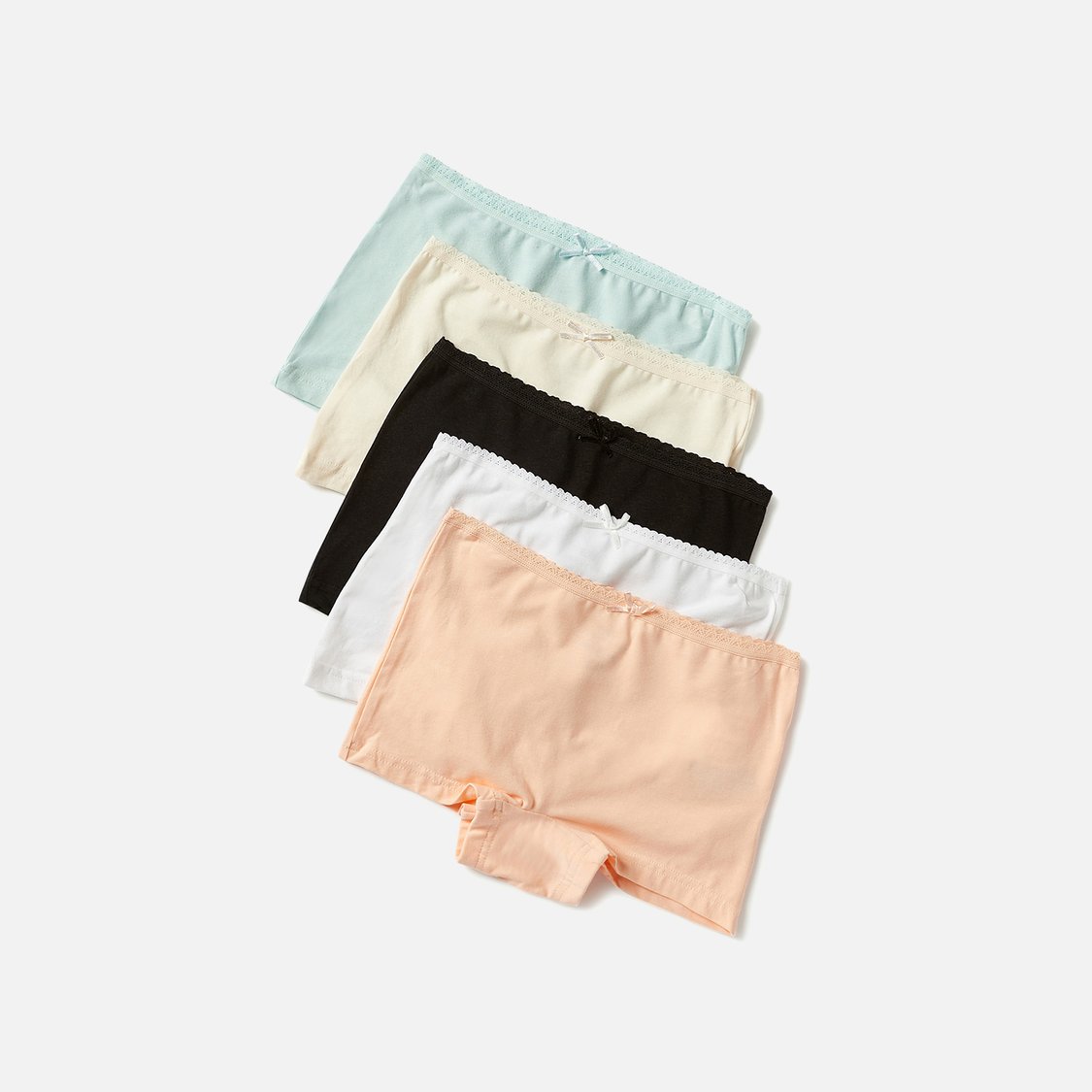 Juniors Solid Boyshorts with Elasticated Waistband - Set of 5