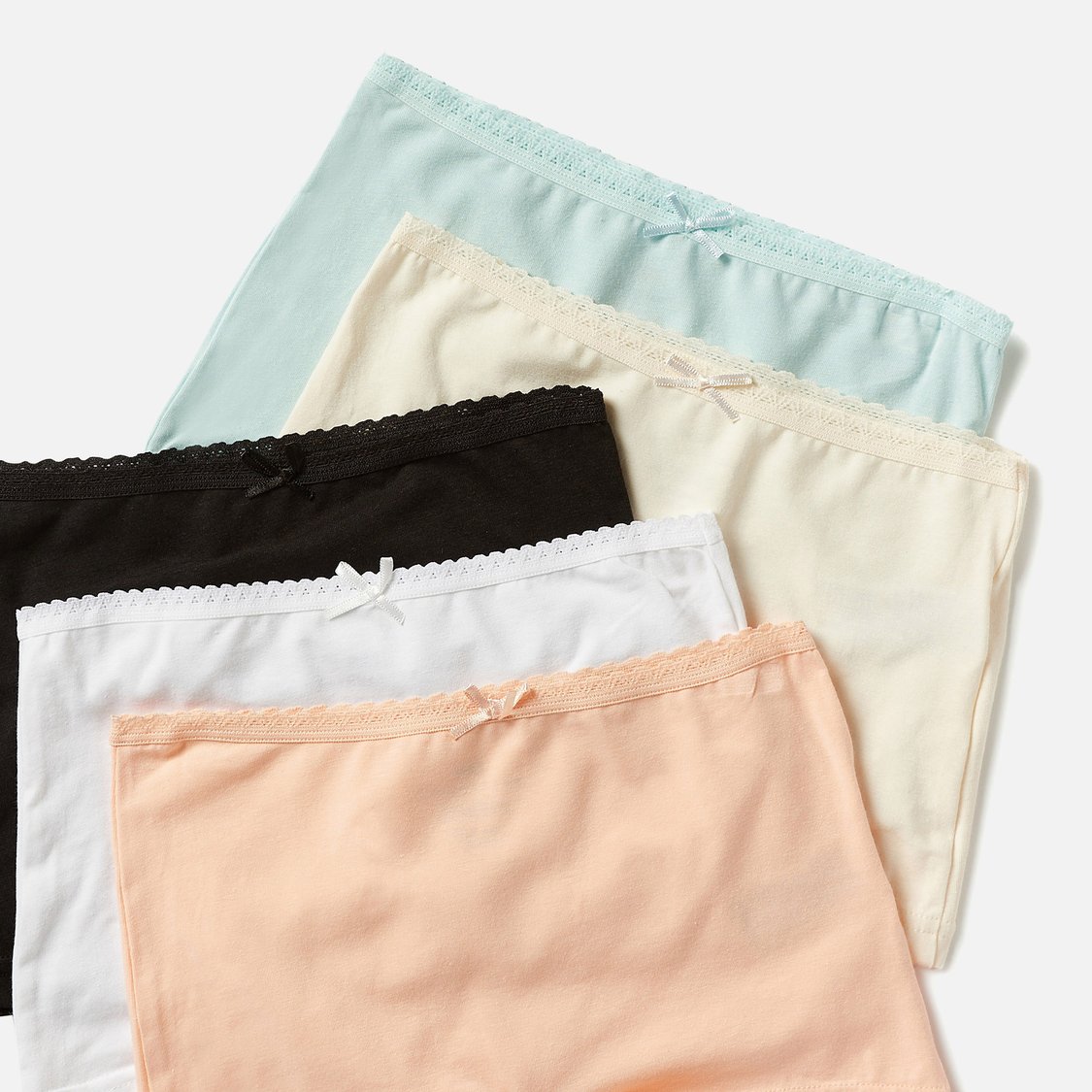 Juniors Solid Boyshorts with Elasticated Waistband - Set of 5