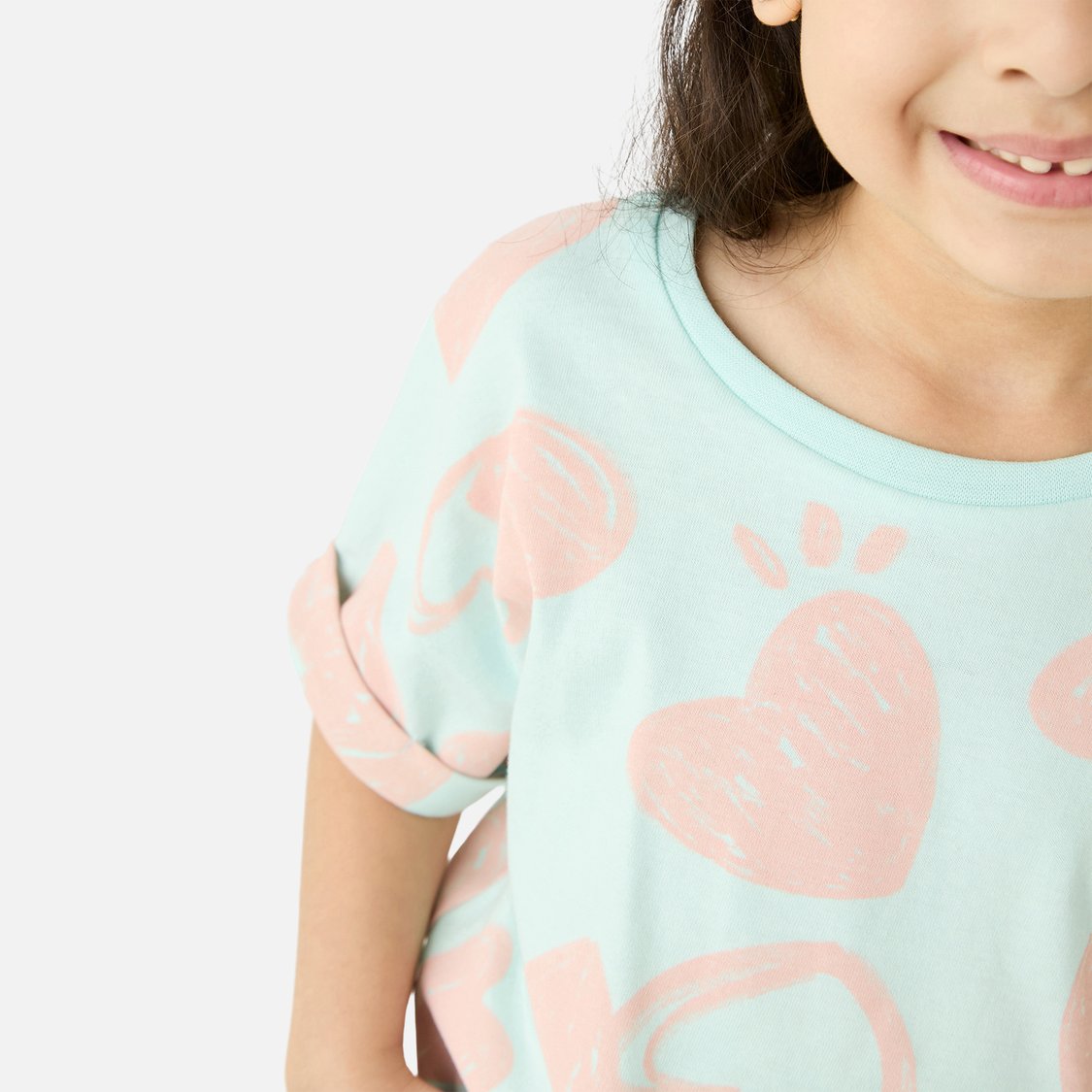 Juniors All-Over Heart Print T-shirt and Shorts Set