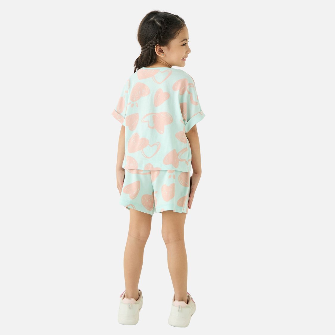 Juniors All-Over Heart Print T-shirt and Shorts Set