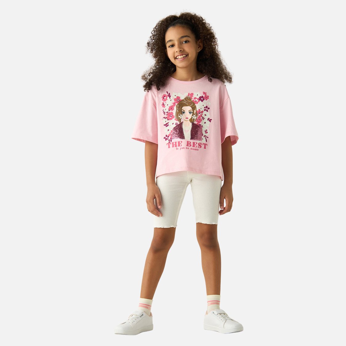 Juniors Ribbed Biker Shorts with Lettuce Hem