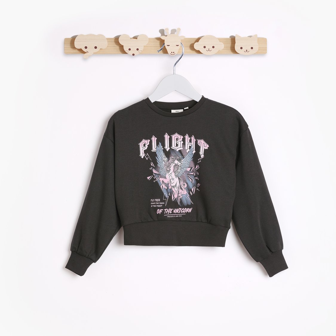Juniors Unicorn Print Sweatshirt with Long Sleeves and Crew Neck