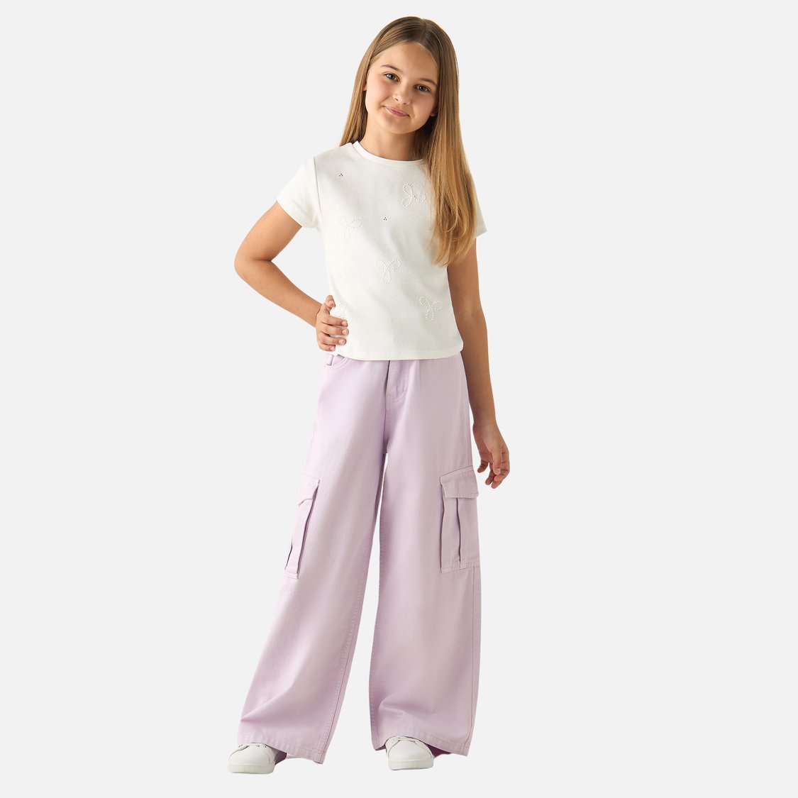 Juniors Embellished Short Sleeves T-shirt with Crew Neck