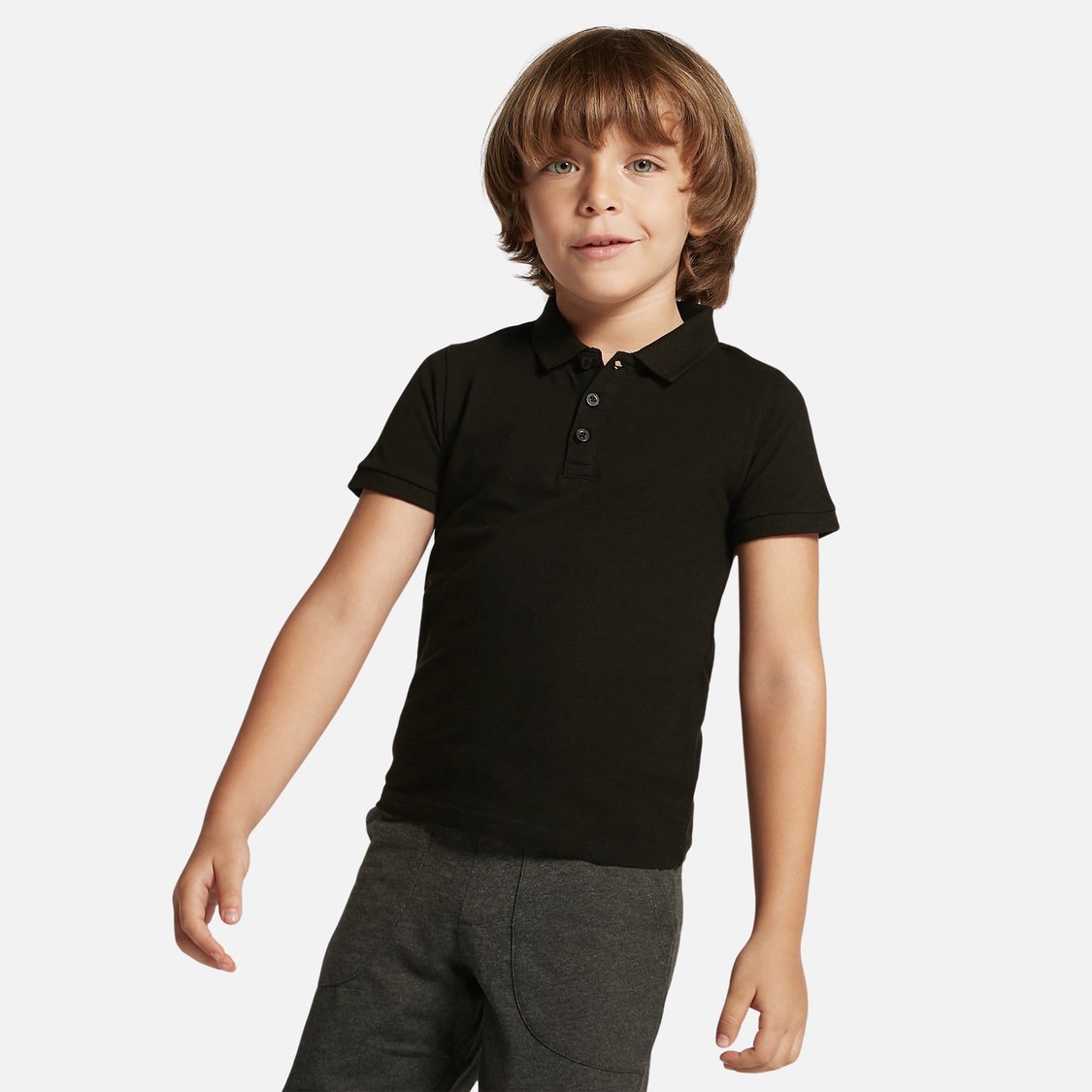 Juniors Solid Polo T-shirt with Short Sleeves