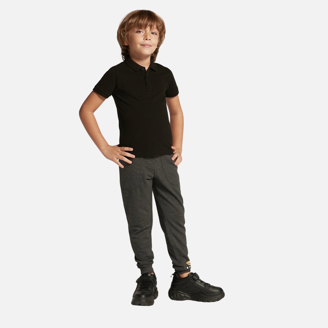 Juniors Solid Polo T-shirt with Short Sleeves