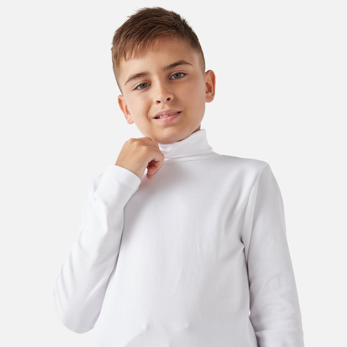 Juniors Solid Turtleneck T-shirt with Long Sleeves