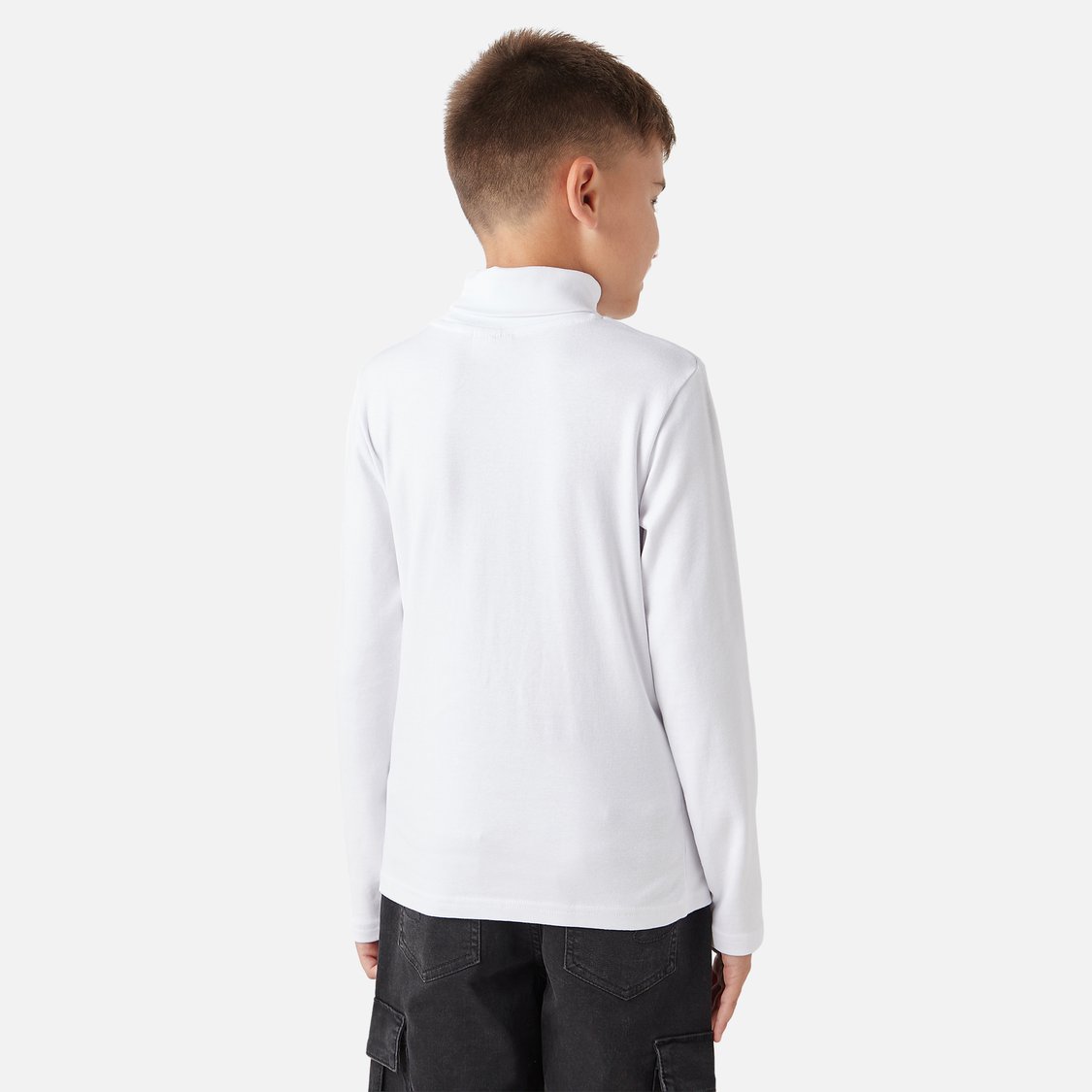 Juniors Solid Turtleneck T-shirt with Long Sleeves