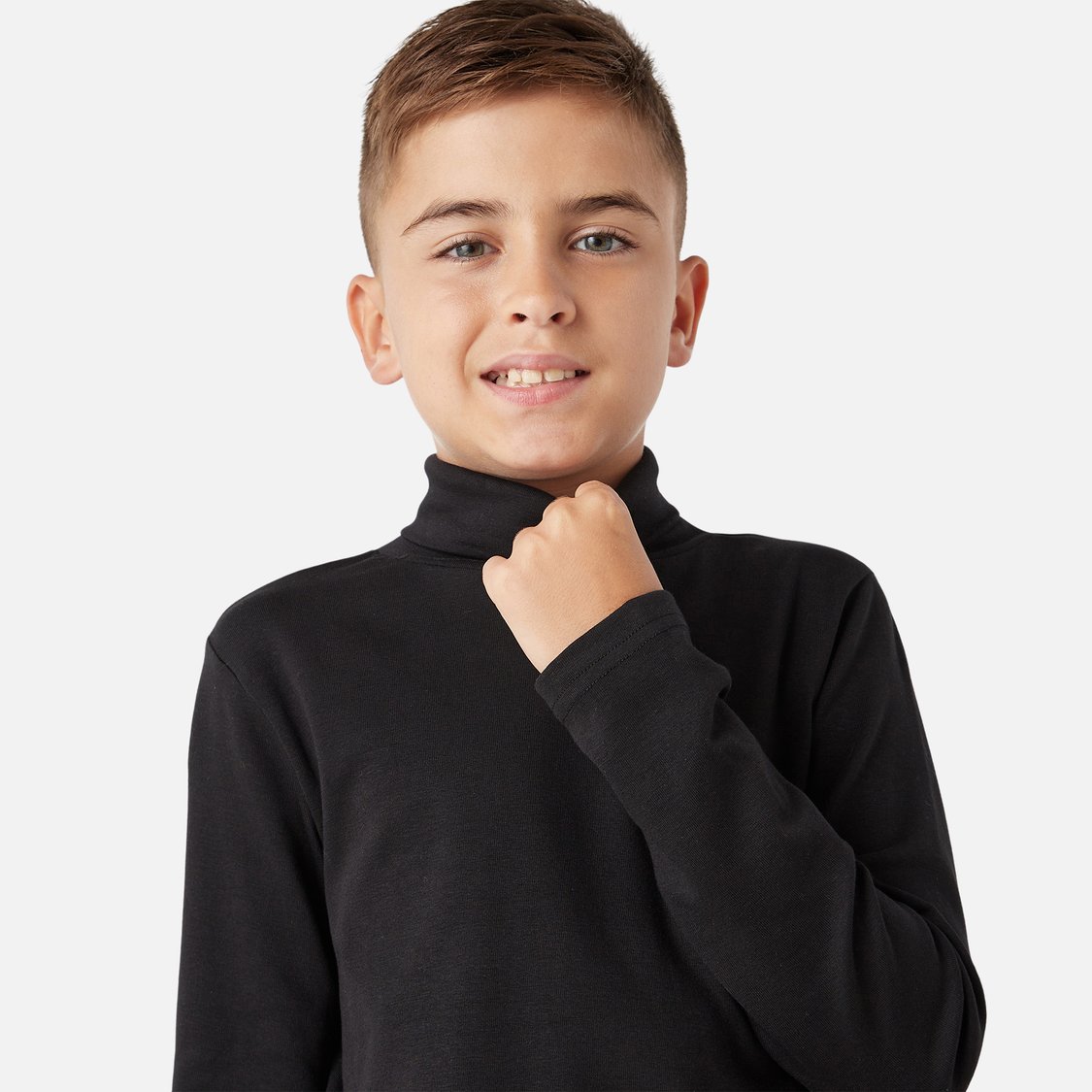 Juniors Solid Turtleneck T-shirt with Long Sleeves