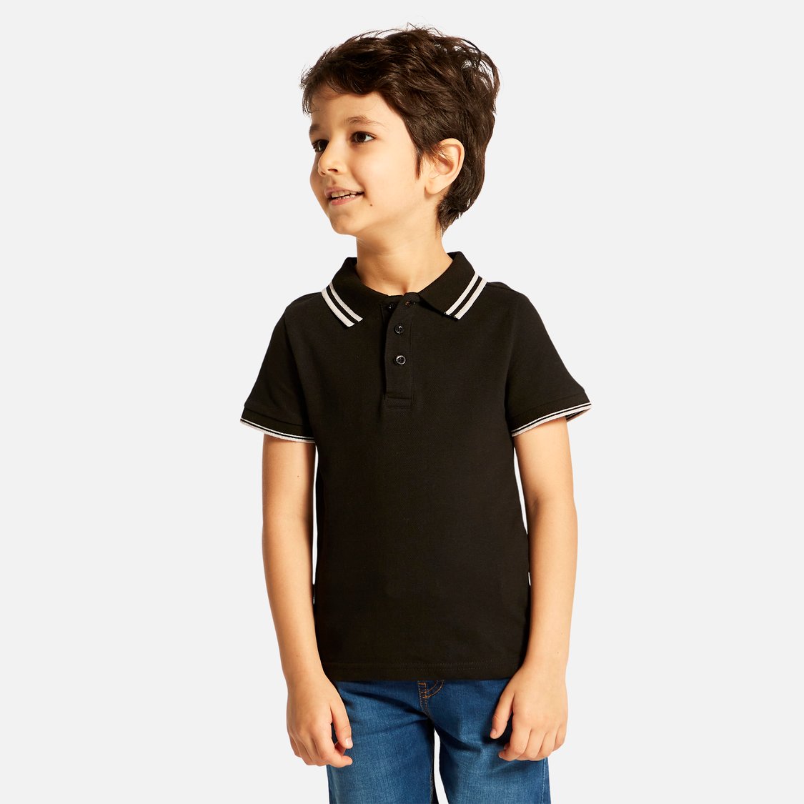 Juniors Solid Polo T-shirt with Short Sleeves
