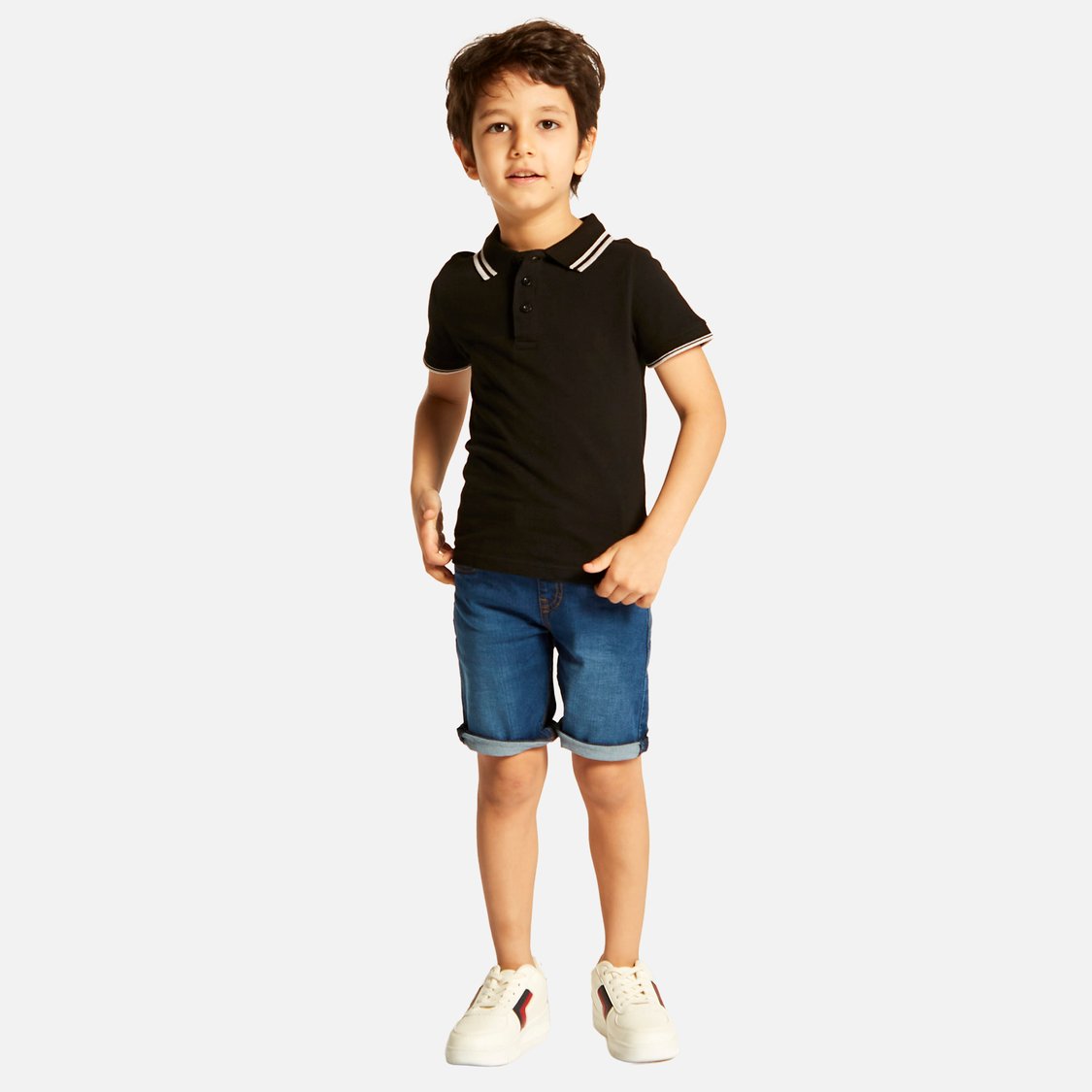 Juniors Solid Polo T-shirt with Short Sleeves
