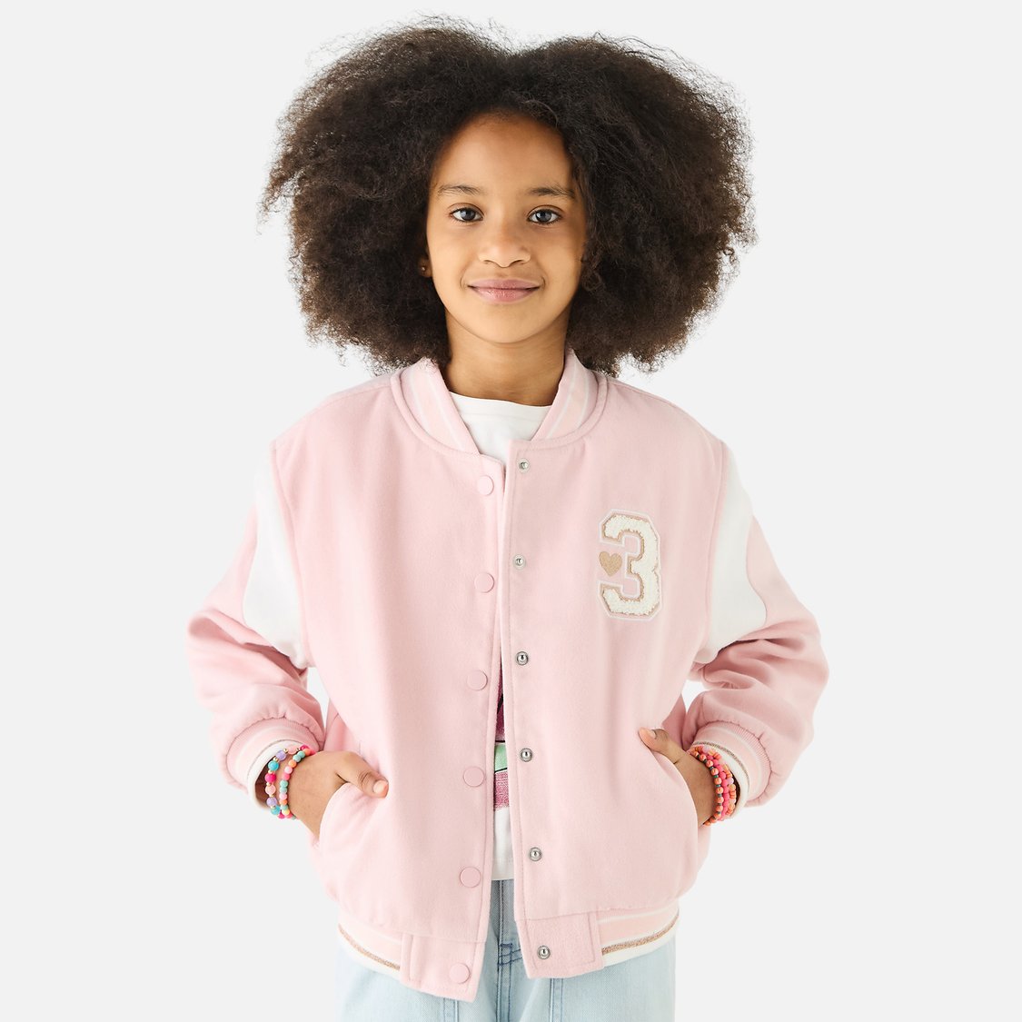 Juniors Applique Detail Jacket with Button Closure