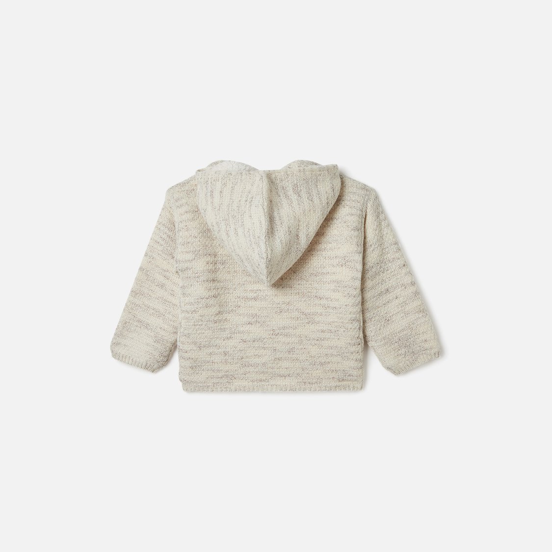 Giggles Textured Hooded Cardigan with Button Closure and Long Sleeves