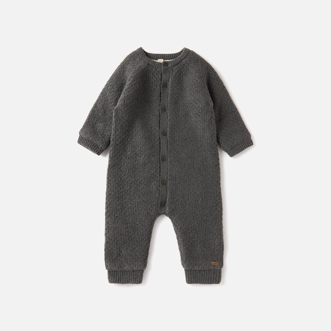 Giggles Textured Romper with Long Sleeves and Button Closure