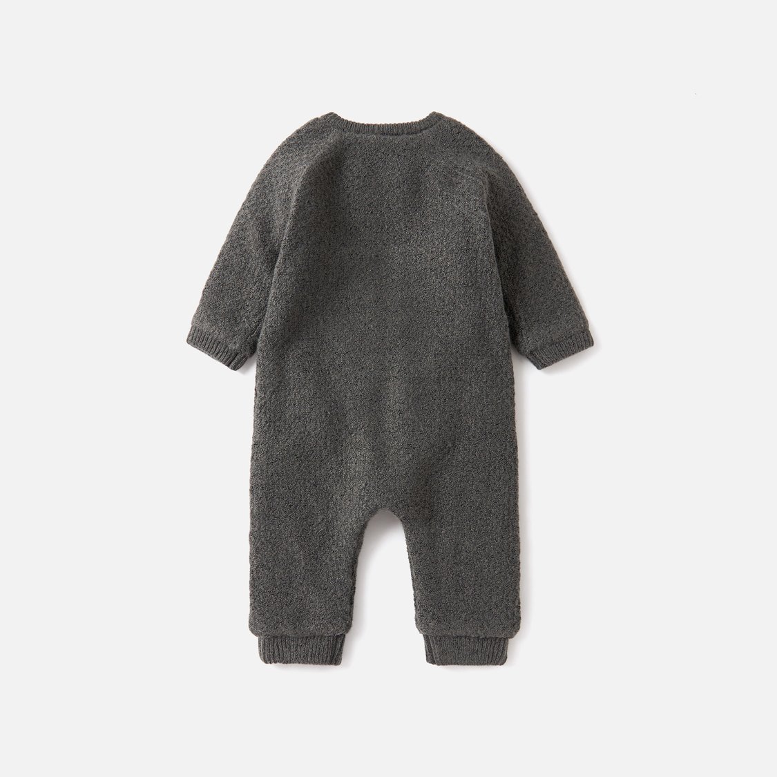 Giggles Textured Romper with Long Sleeves and Button Closure