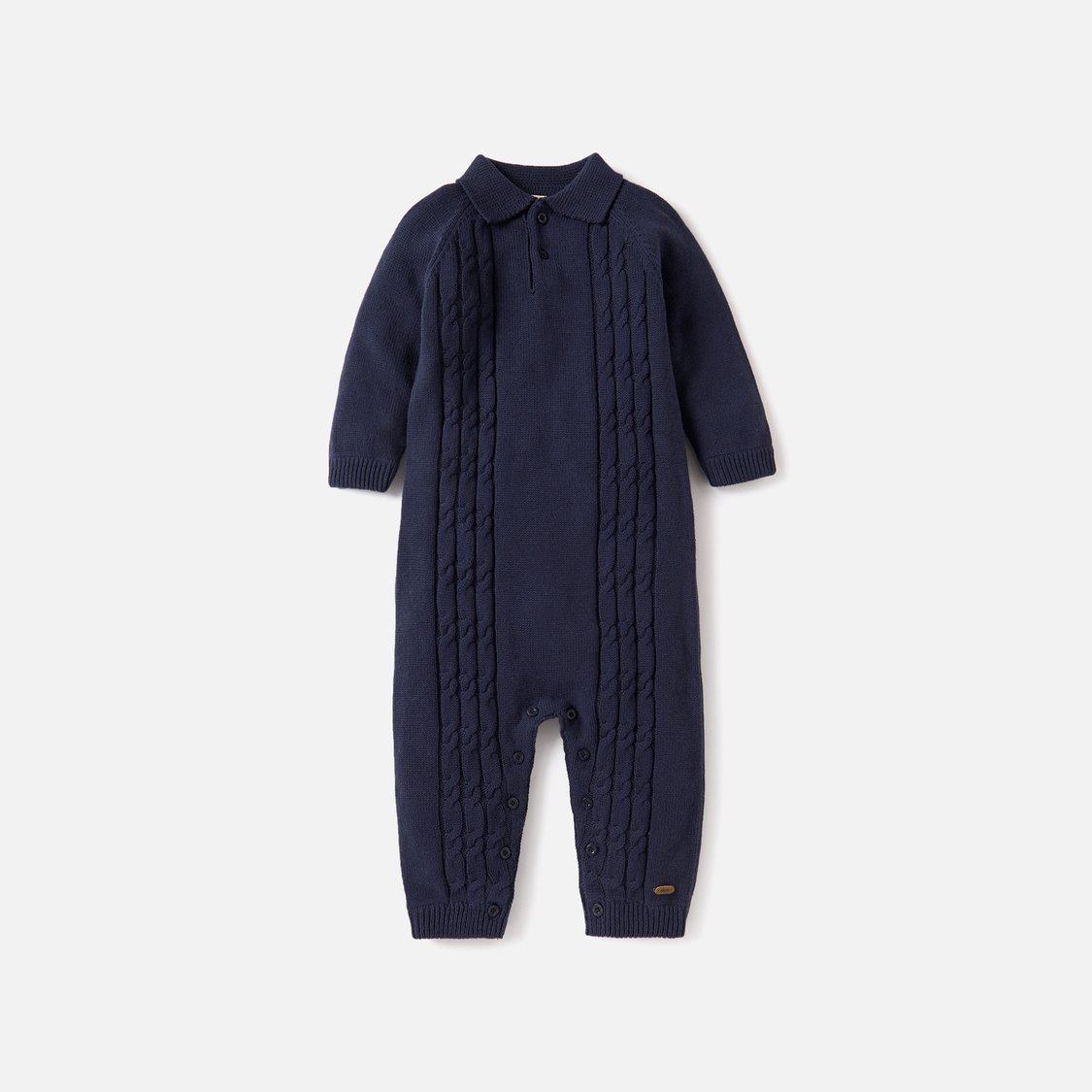 Giggles Textured Romper with Long Sleeves and Button Closure