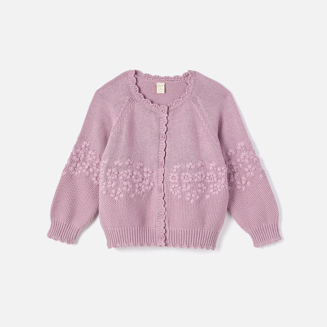 Giggles Floral Embroidered Long Sleeves Cardigan with Button Closure