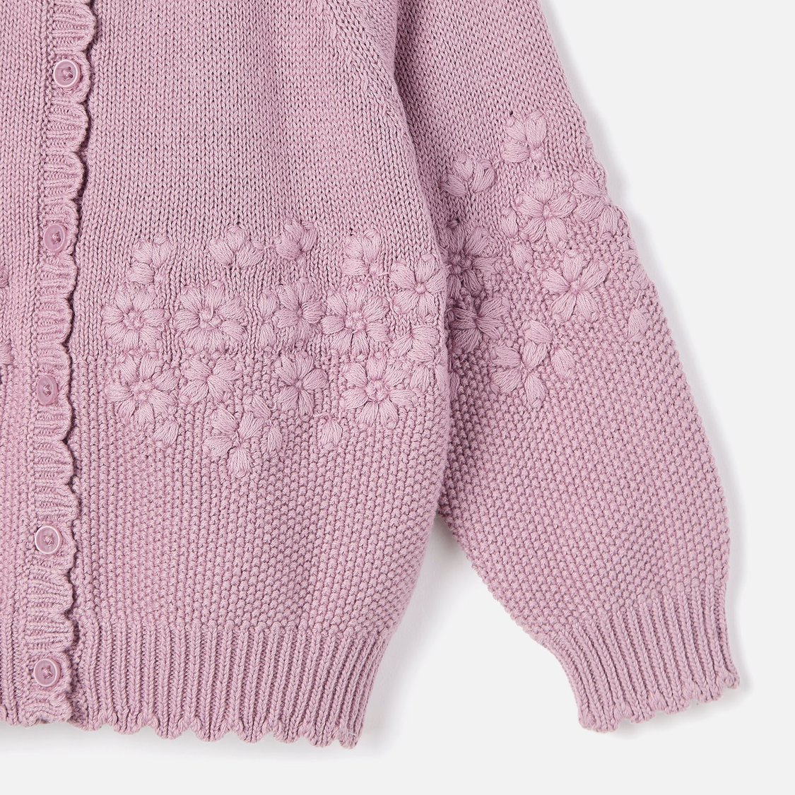 Giggles Floral Embroidered Long Sleeves Cardigan with Button Closure