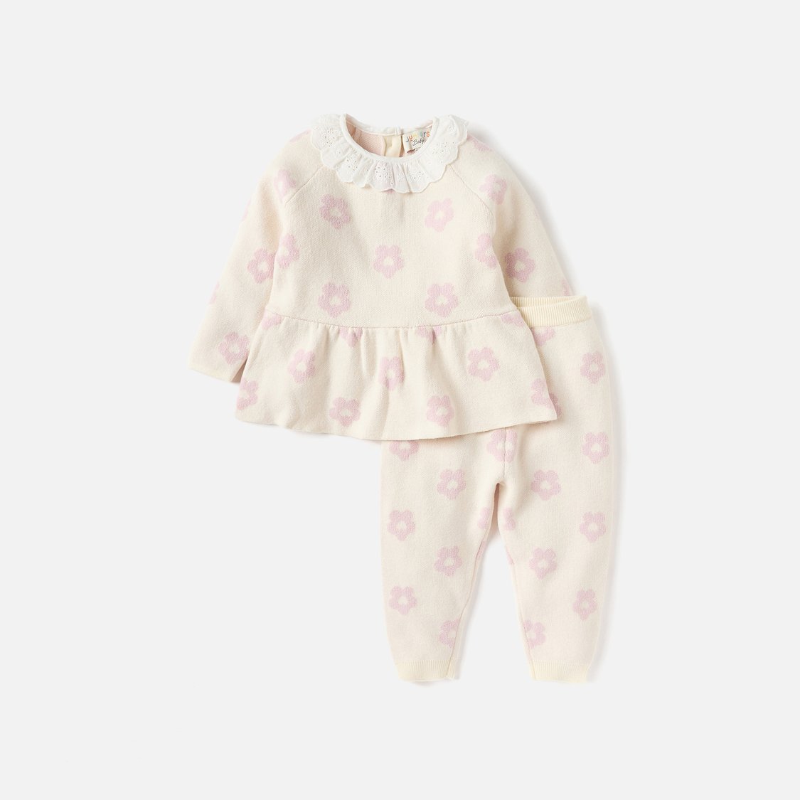Juniors All-Over Floral Print Top and Joggers Set