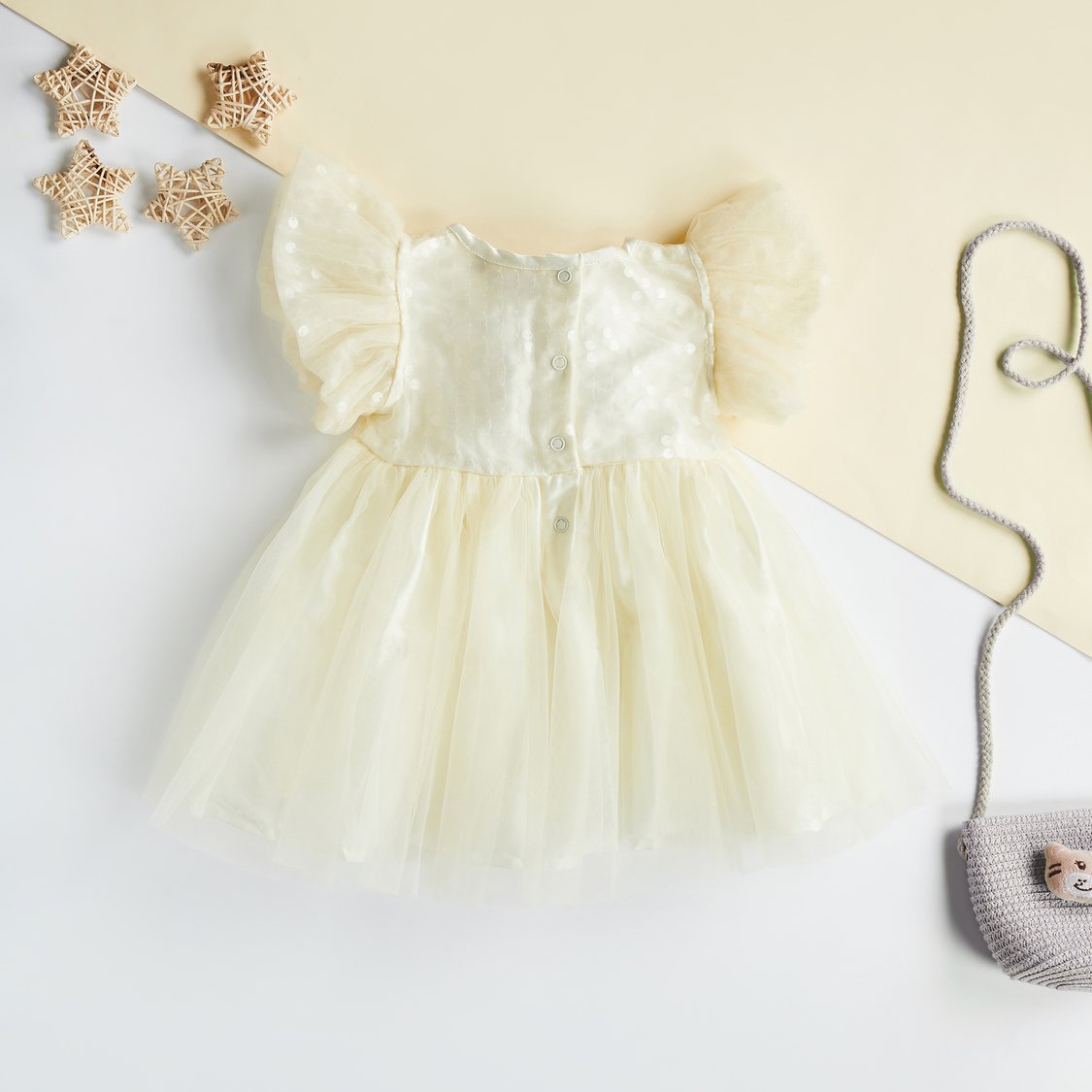 Juniors Bow Applique Short Sleeve A-line Dress