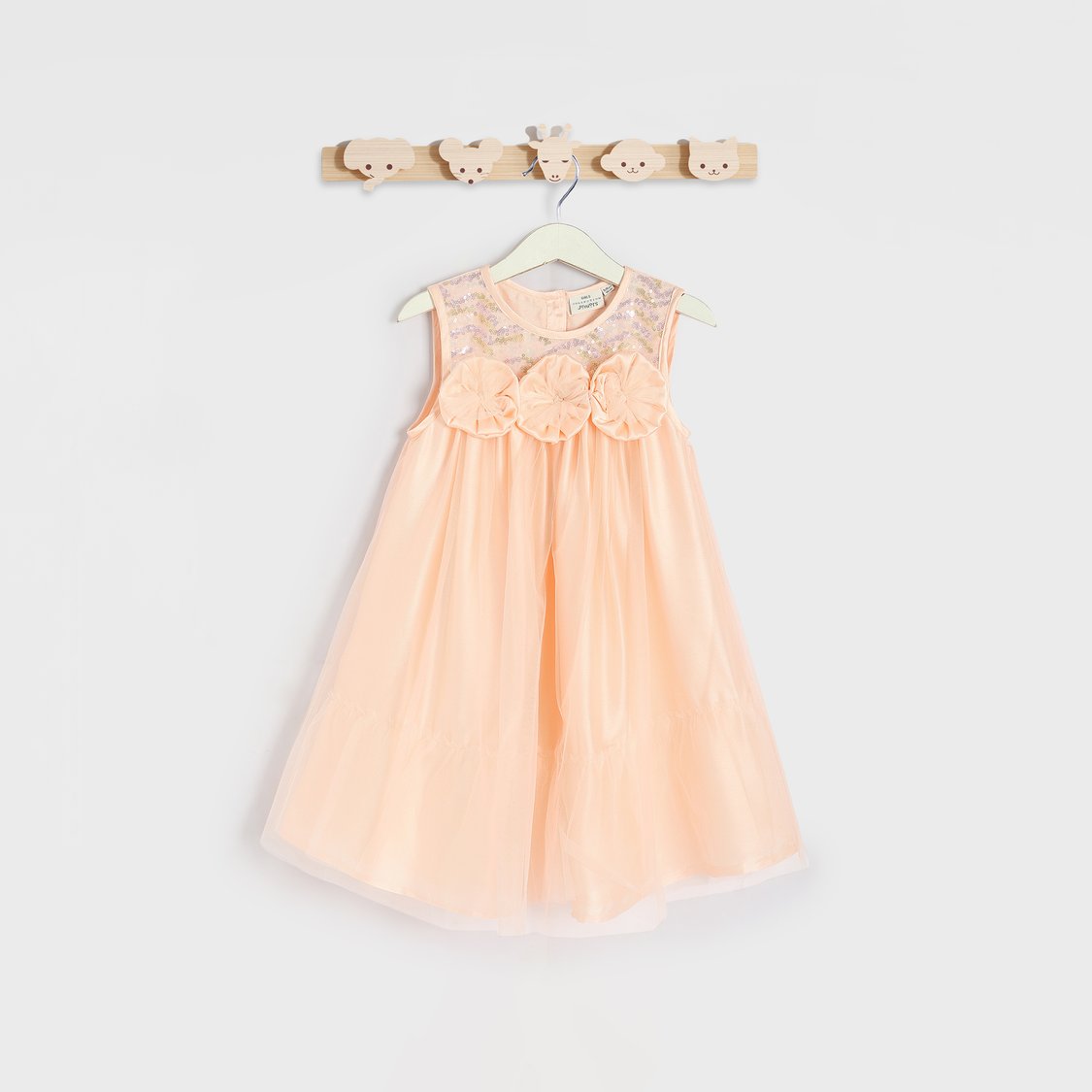 Juniors Sequinned Sleeveless A-line Dress