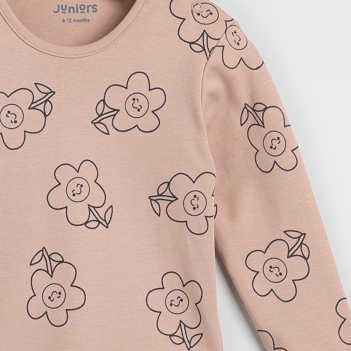 Juniors Floral Print Long Sleeve T-shirt and Pyjama Set