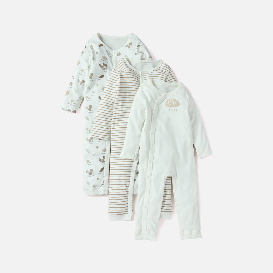 Juniors Printed Sleepsuit with Button Closure - Set of 3