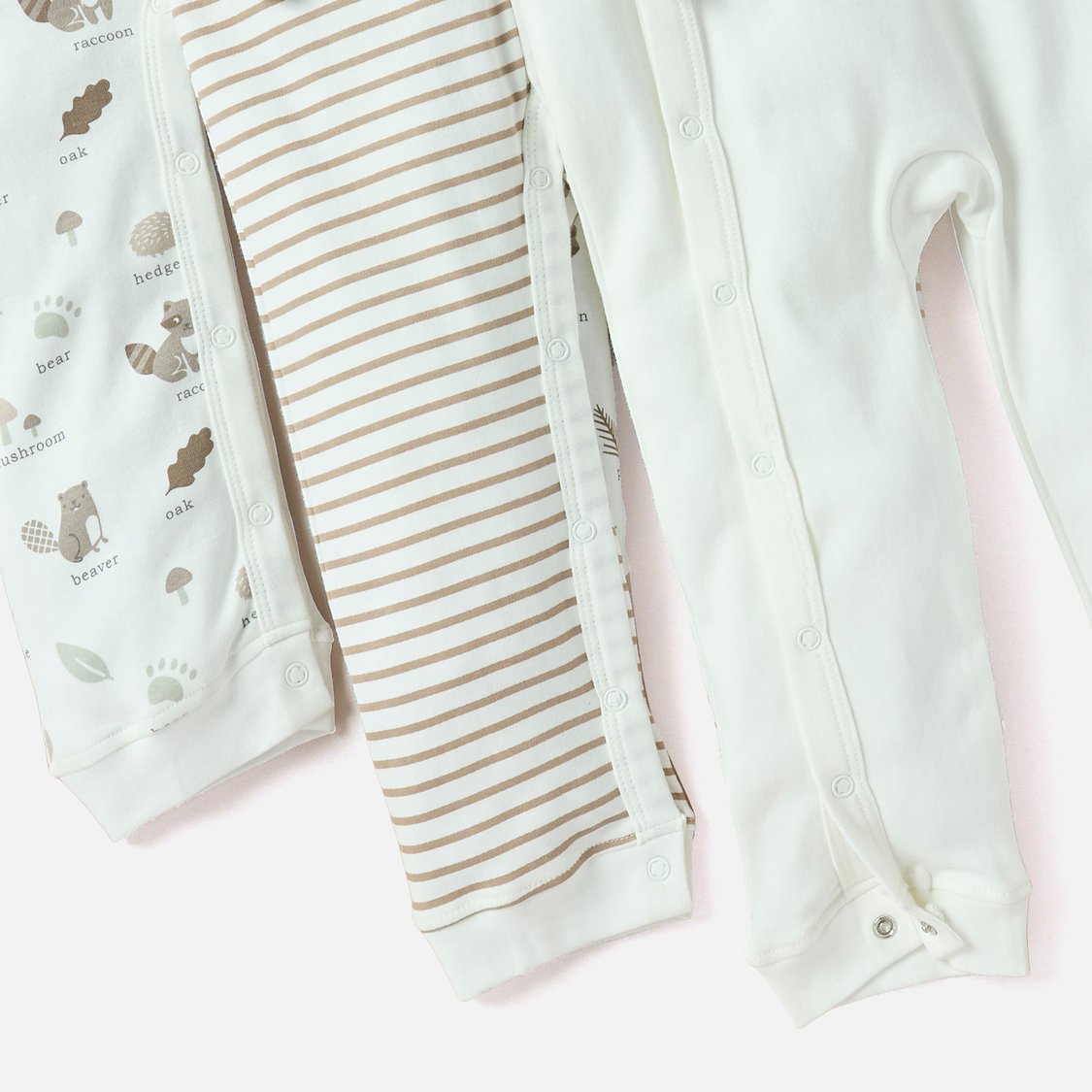 Juniors Printed Sleepsuit with Button Closure - Set of 3