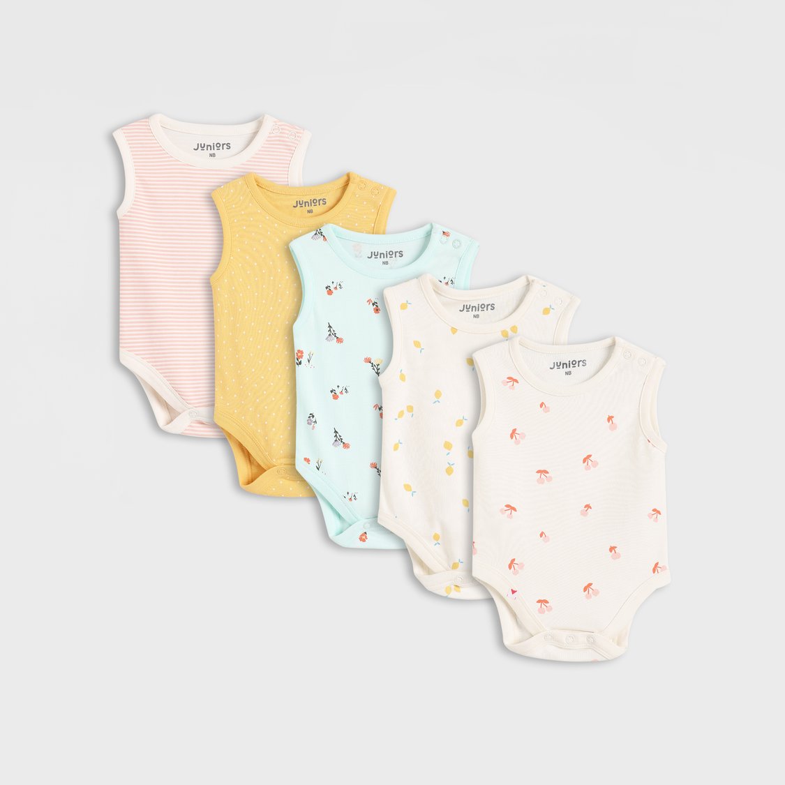 Juniors Printed Sleeveless Bodysuit - Set of 5