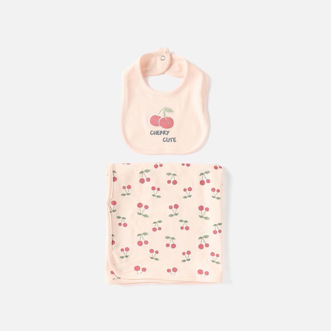 Juniors Cherry Print Sleepsuit with Receiving Blanket and Bib