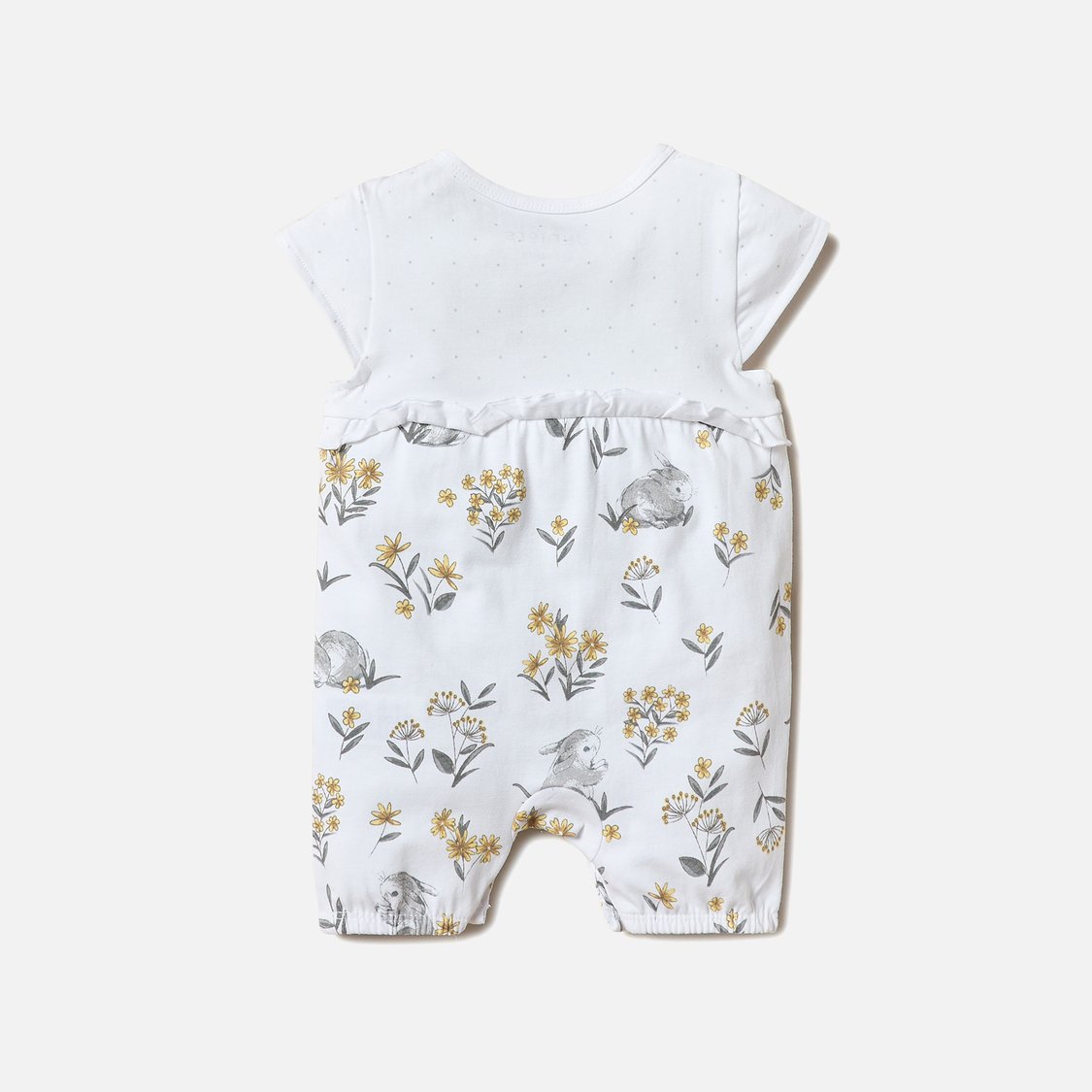 Juniors Floral Print Romper with Button Closure