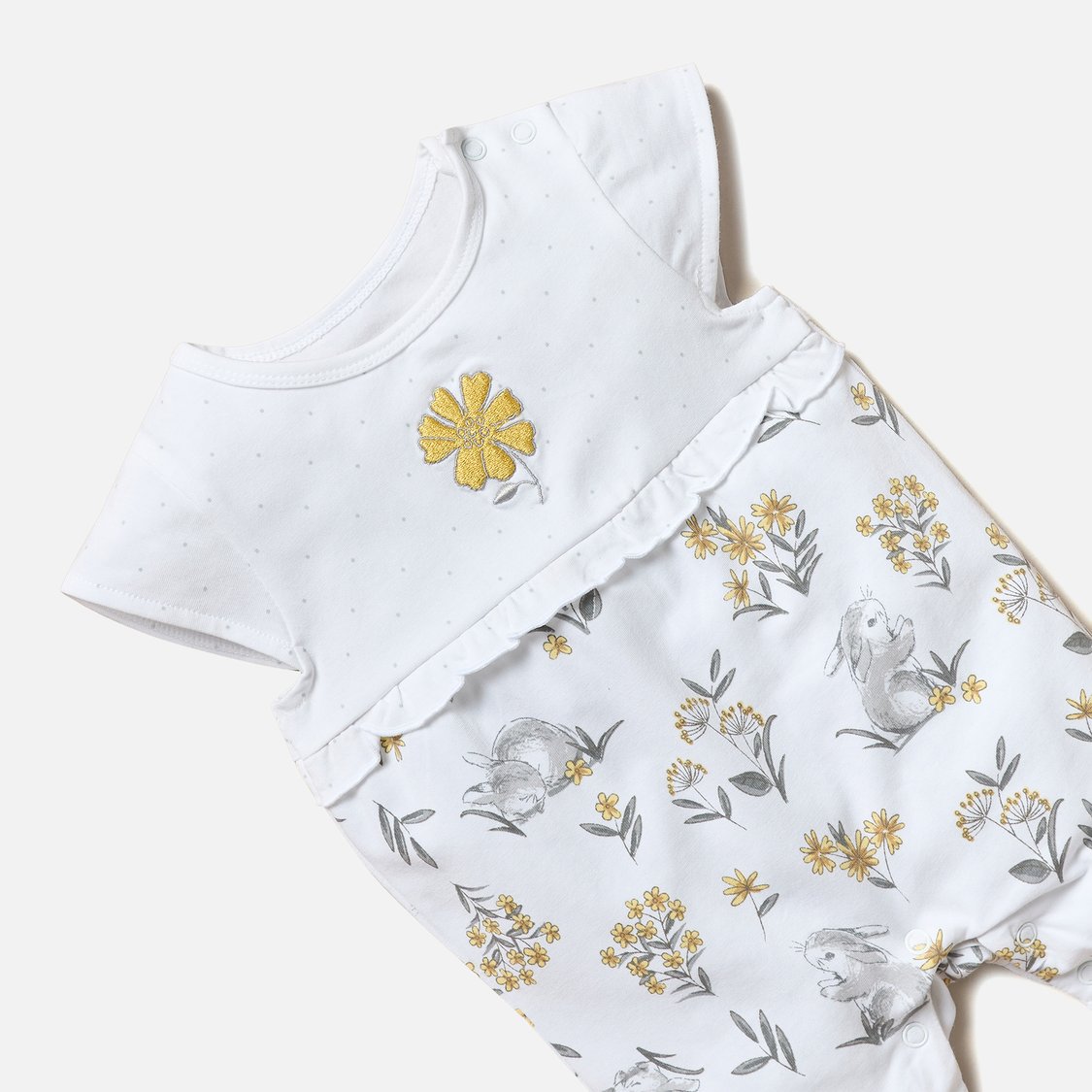 Juniors Floral Print Romper with Button Closure