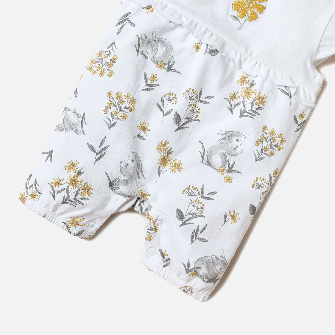 Juniors Floral Print Romper with Button Closure