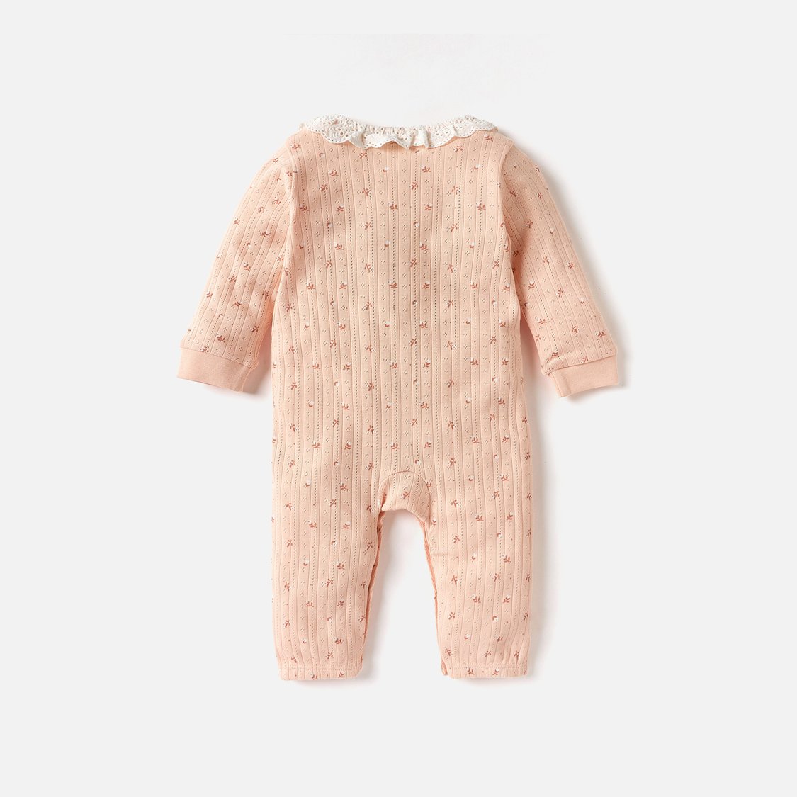 Juniors All-Over Floral Print Sleepsuit with Lace and Bow Detail