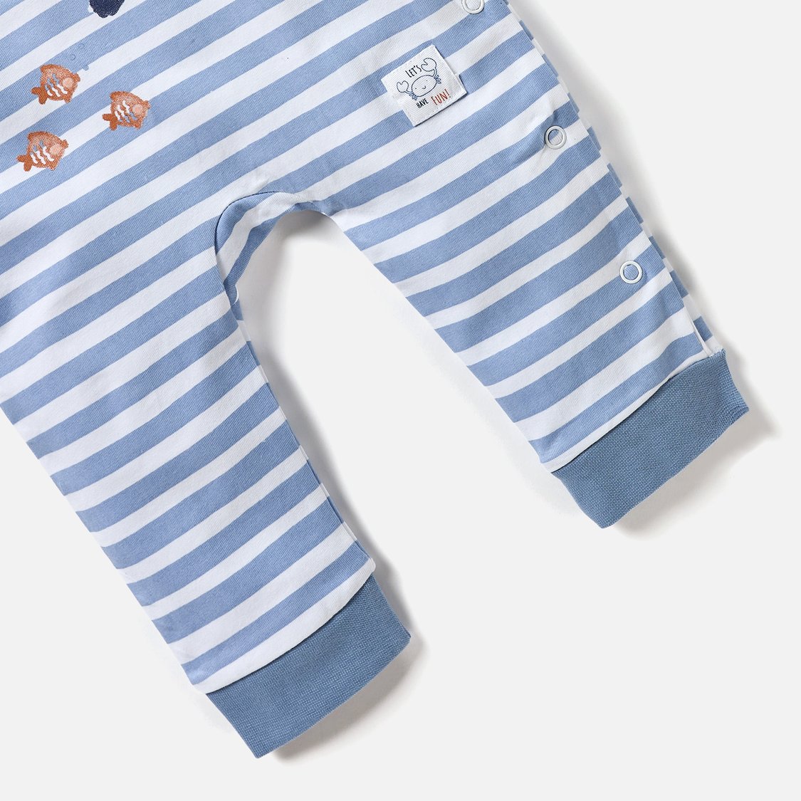 Juniors Whale Print Sleepsuit with Long Sleeves and Snap Button Closure