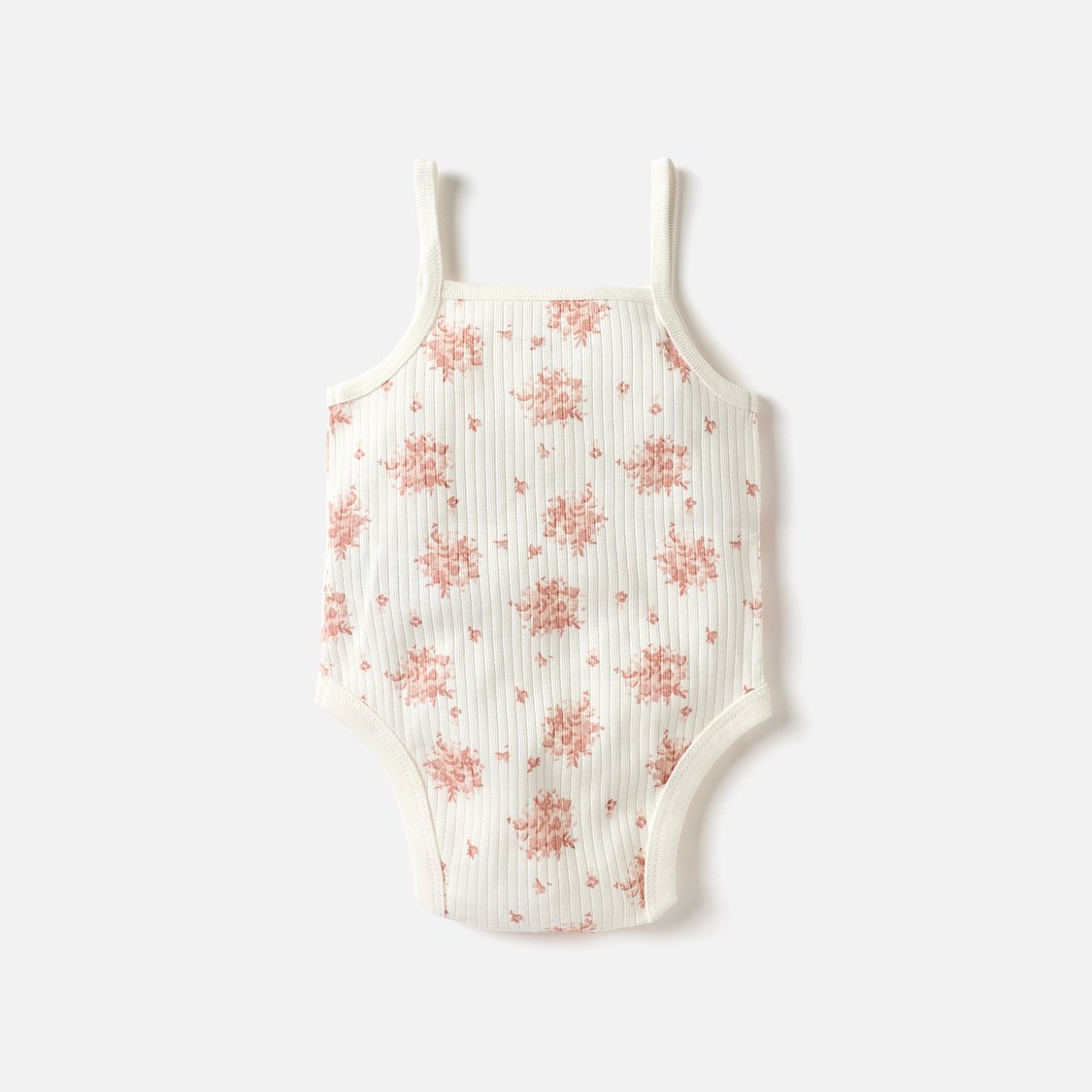 Juniors All-Over Floral Print Sleeveless Bodysuit with Snap Button Closure