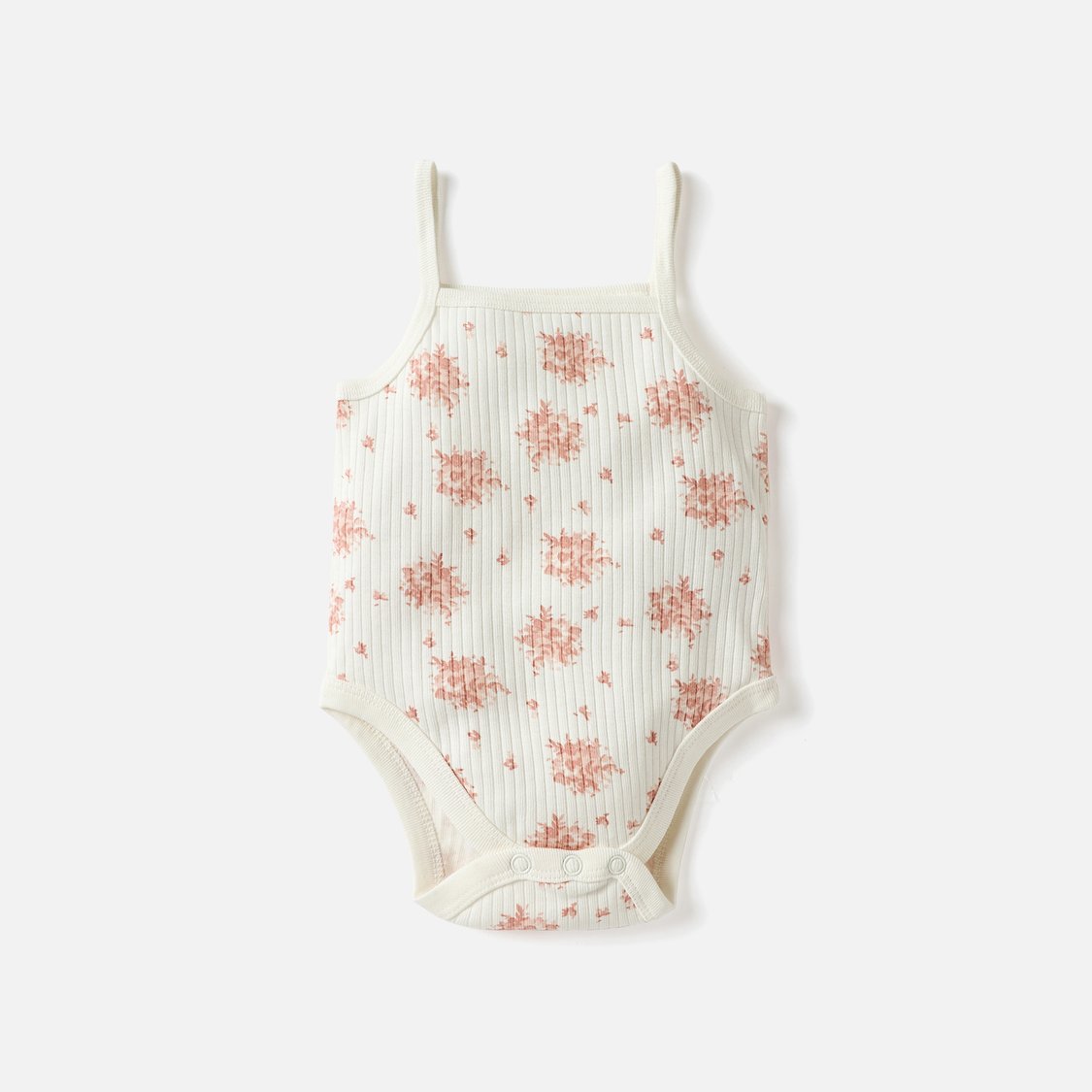 Juniors All-Over Floral Print Sleeveless Bodysuit with Snap Button Closure