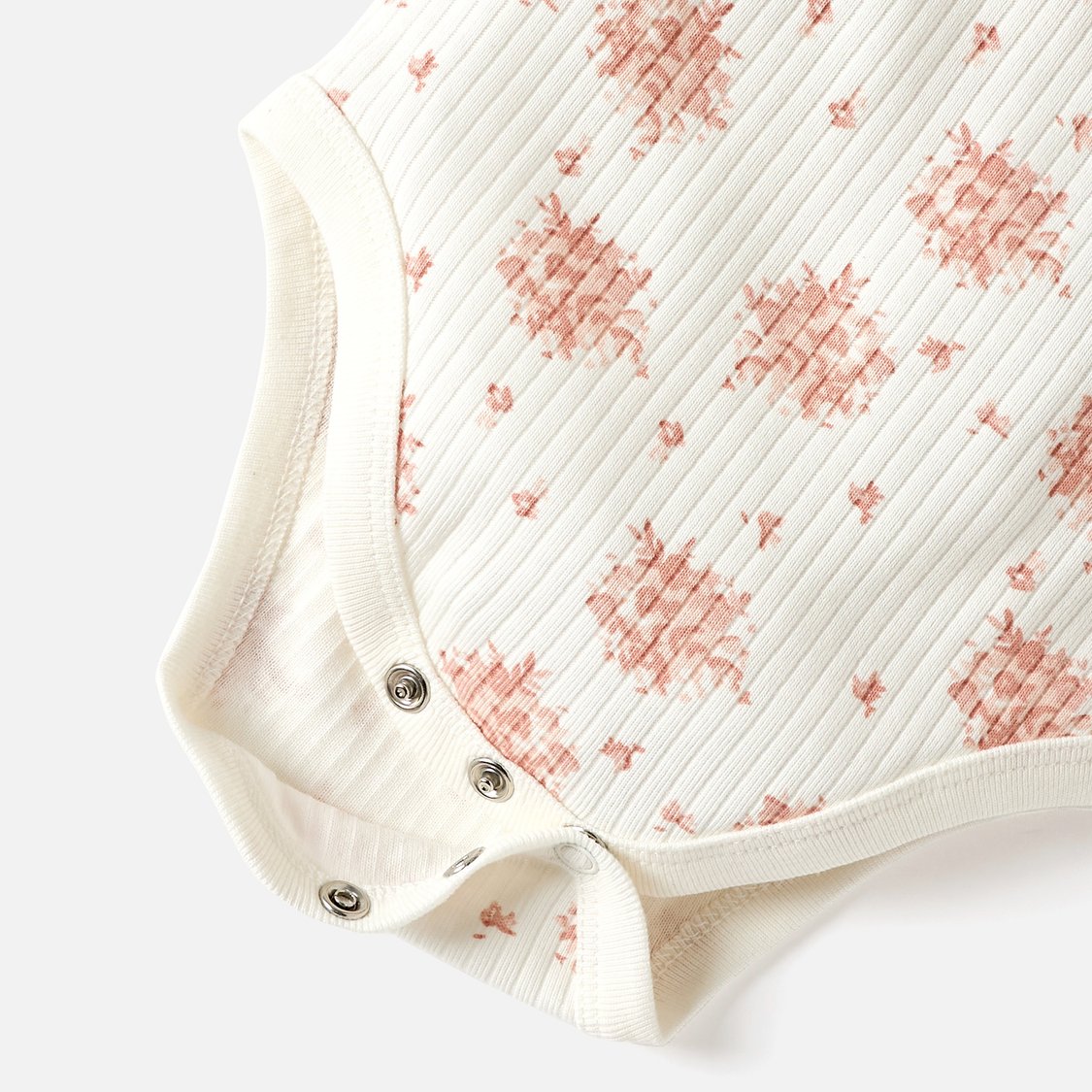 Juniors All-Over Floral Print Sleeveless Bodysuit with Snap Button Closure