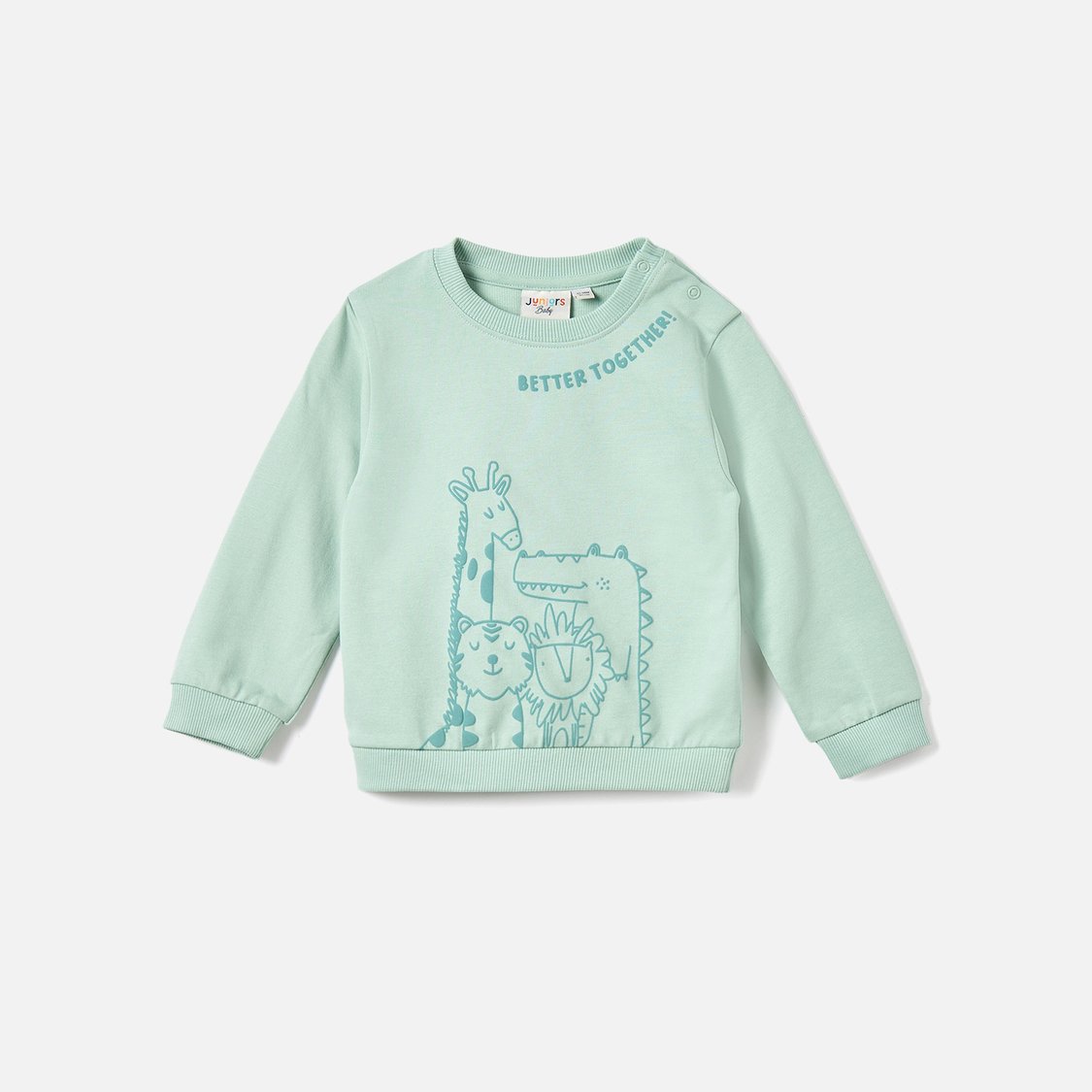 Juniors Animal Print Pullover with Crew Neck and Long Sleeves