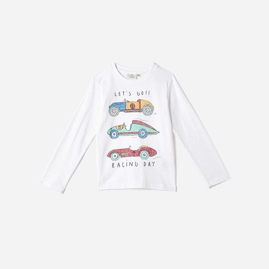 Juniors Car Print T-shirt with Long Sleeves