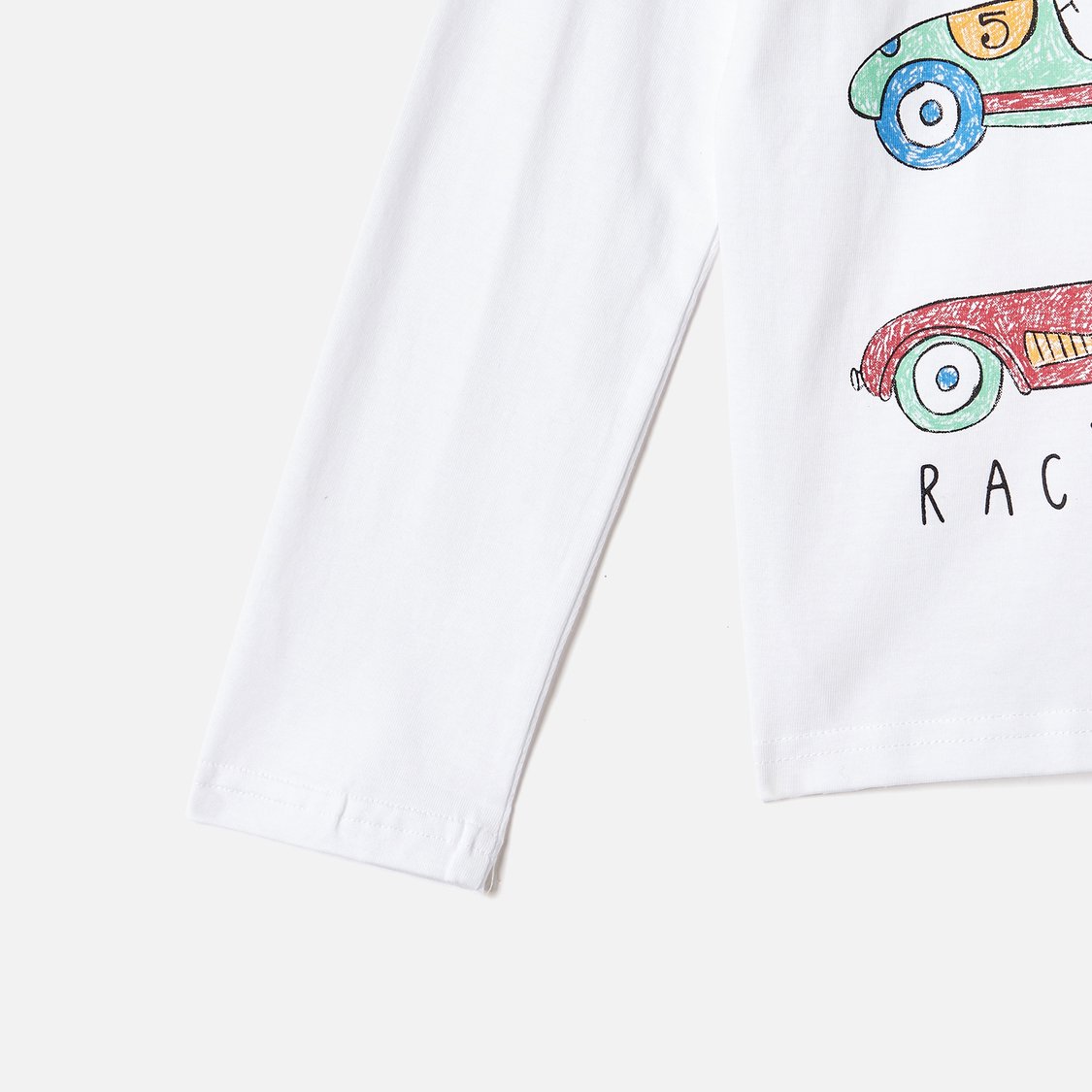 Juniors Car Print T-shirt with Long Sleeves